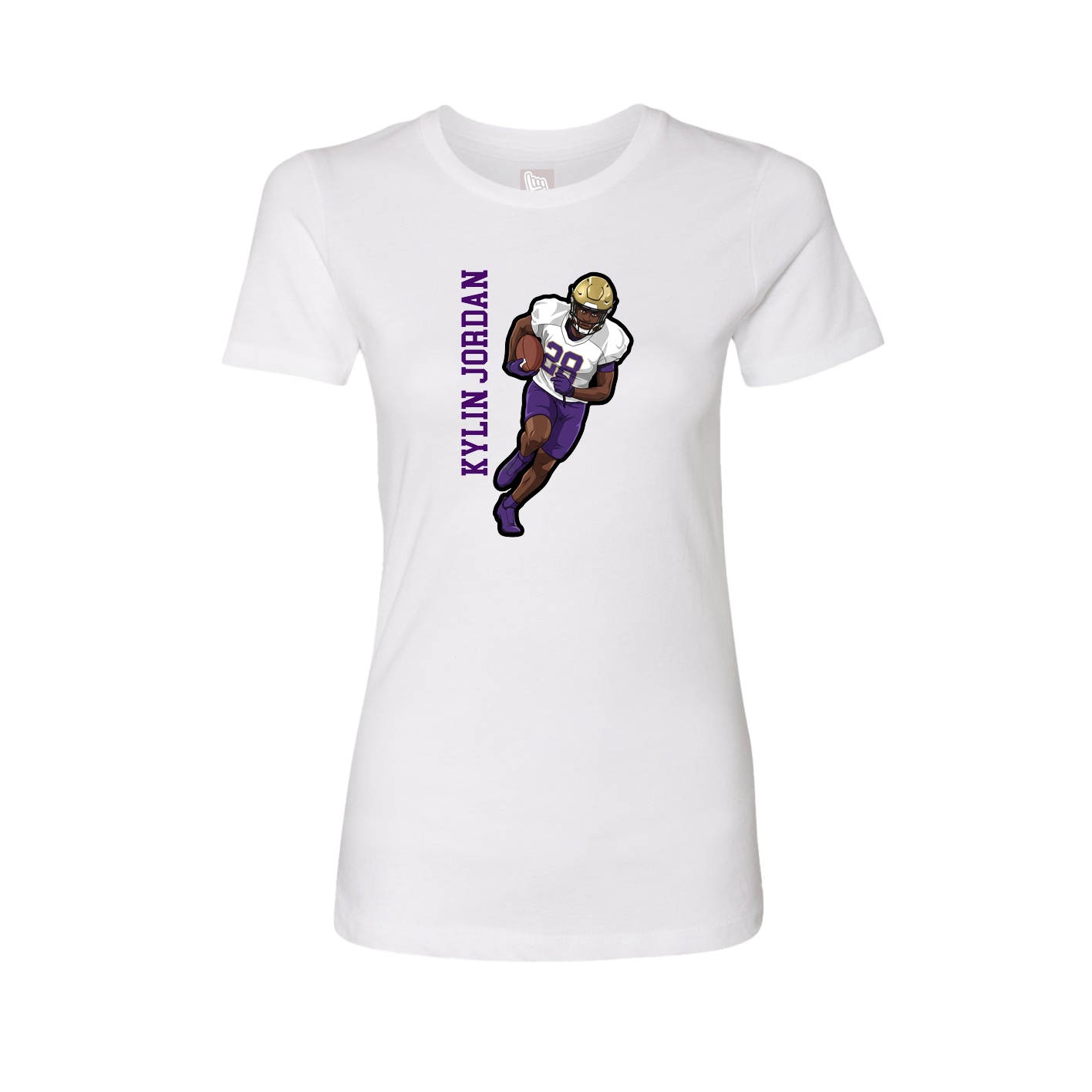 Fitted Women's Tee — Name Vertical in White