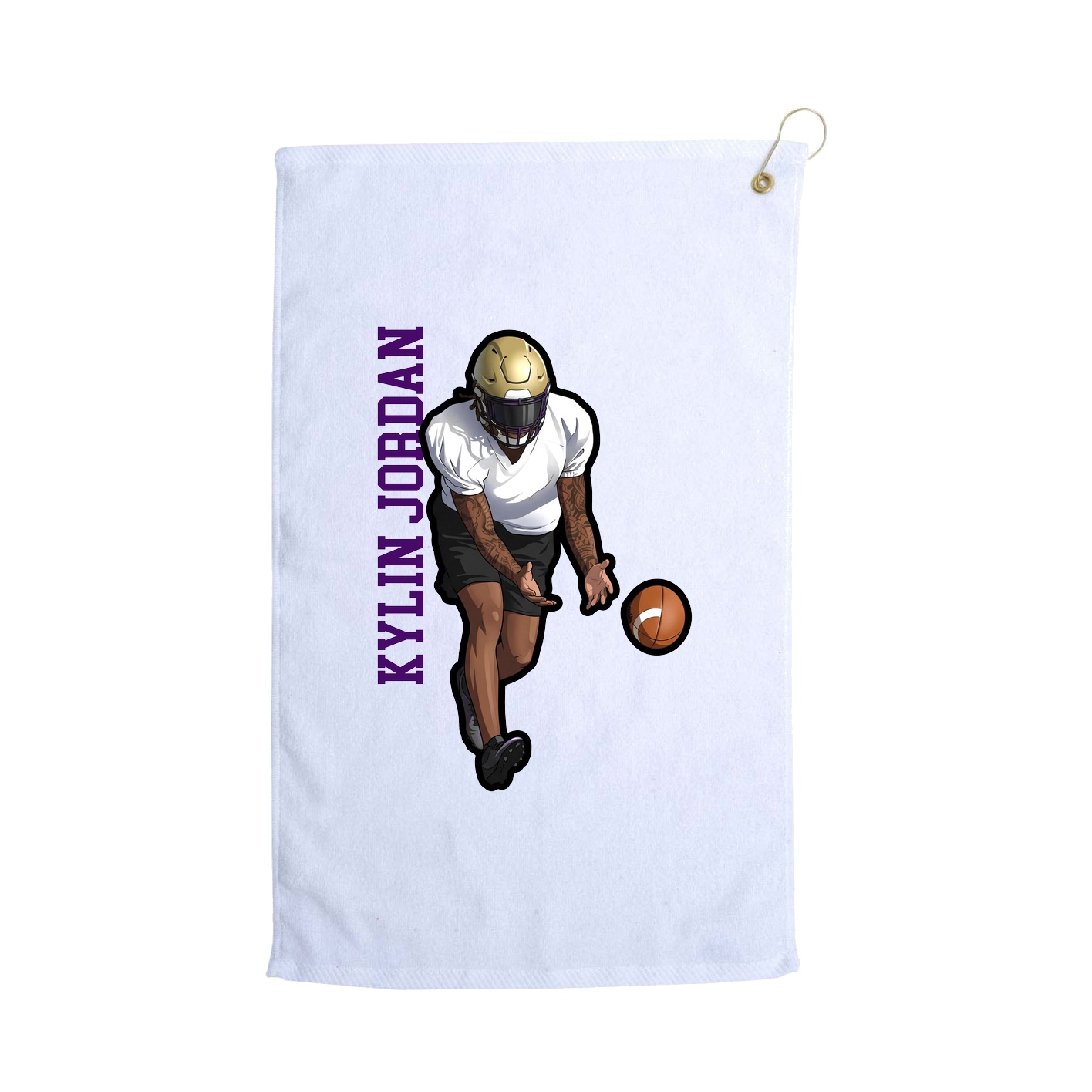 Golf Towel — Name Vertical in White