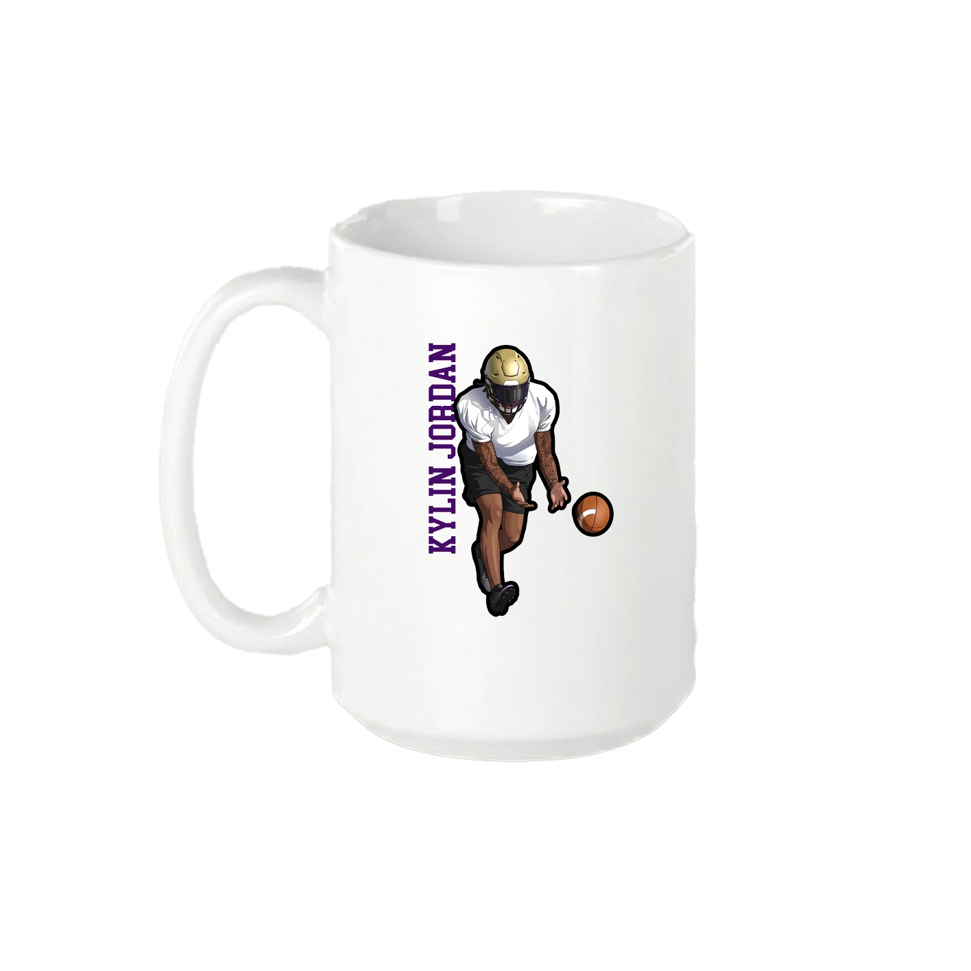 15oz Coffee Mug — Name Vertical in White