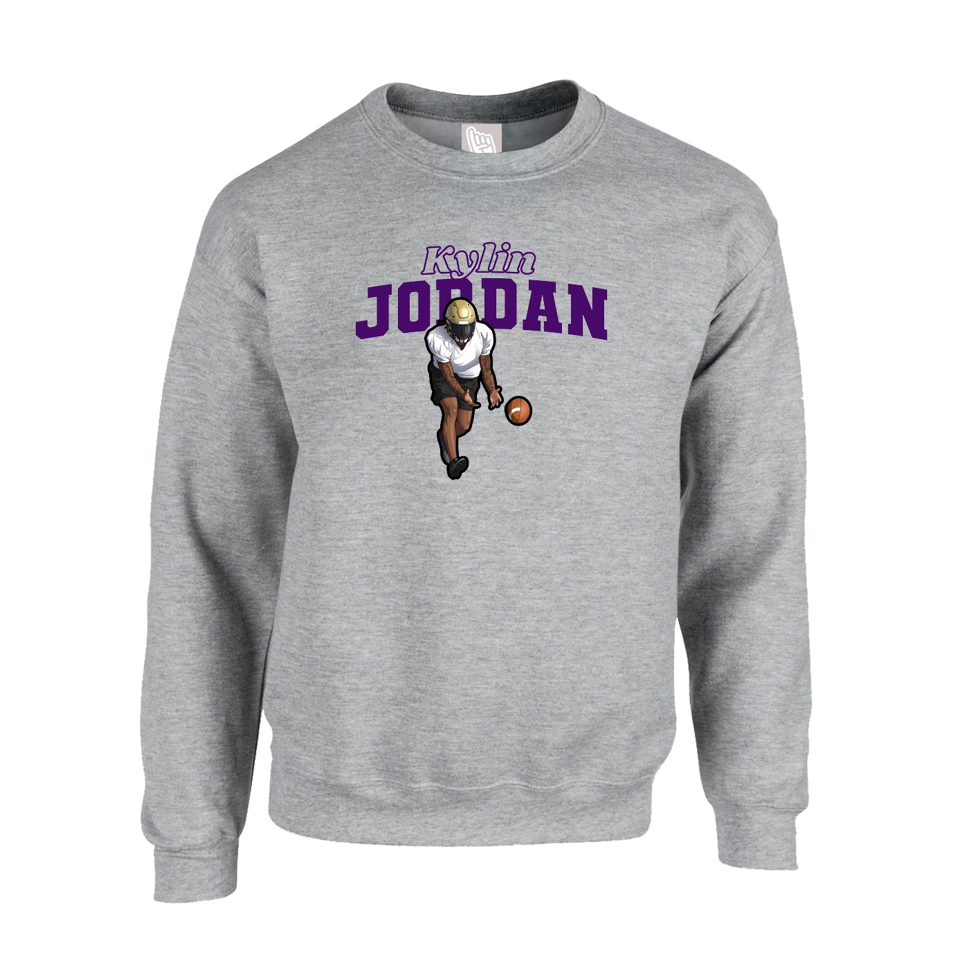 Fleece Crew — Name Arch in Grey