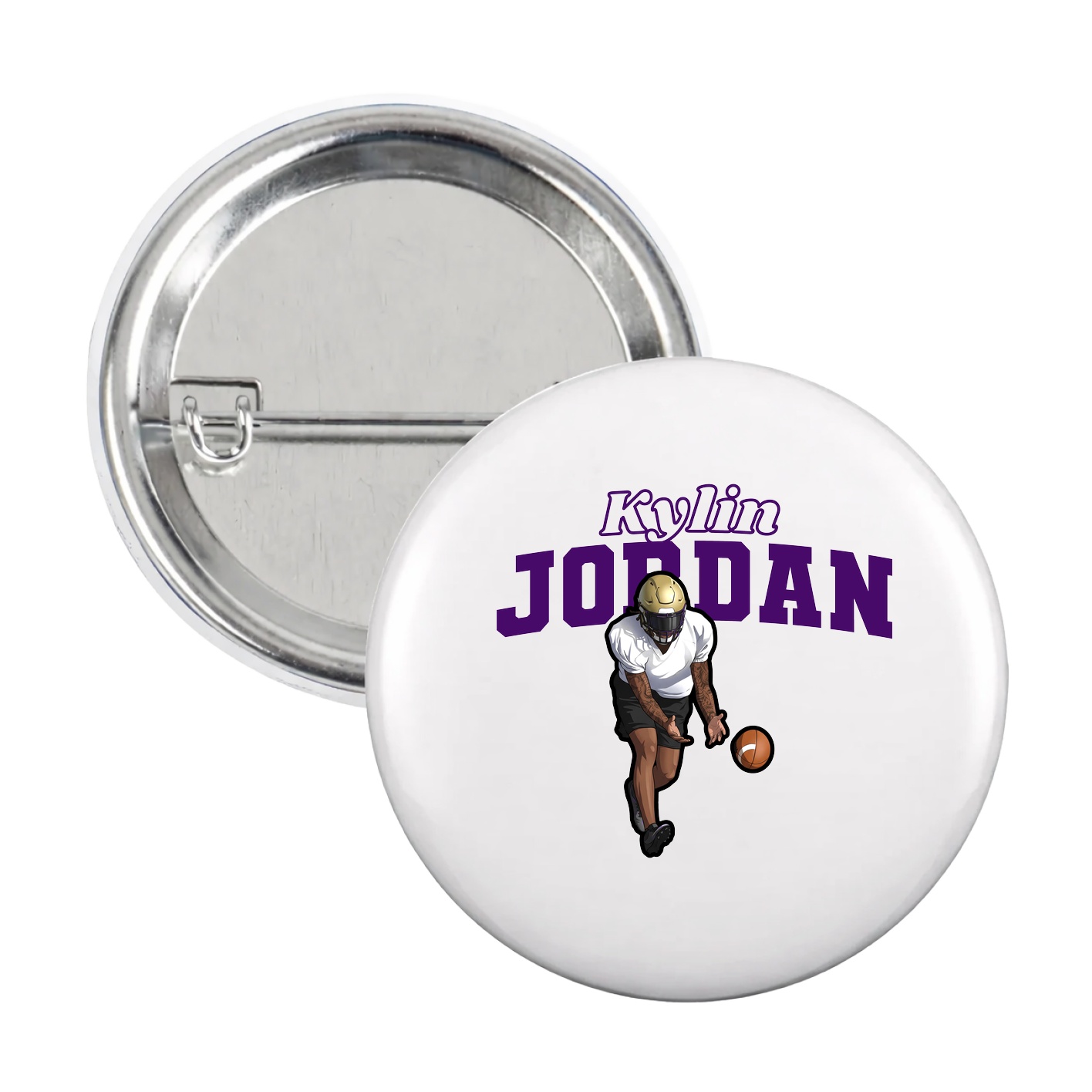 Game Day Button — Name Arch in White