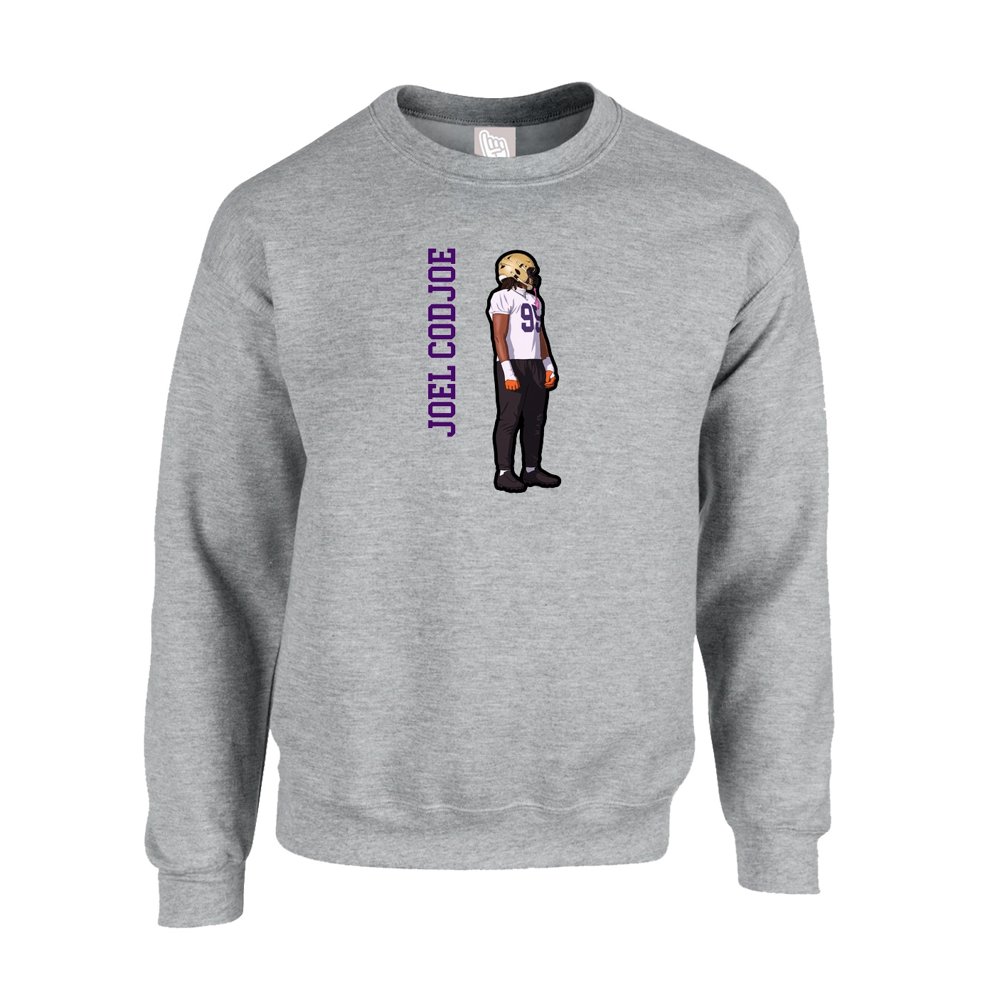 Fleece Crew — Name Vertical in Grey