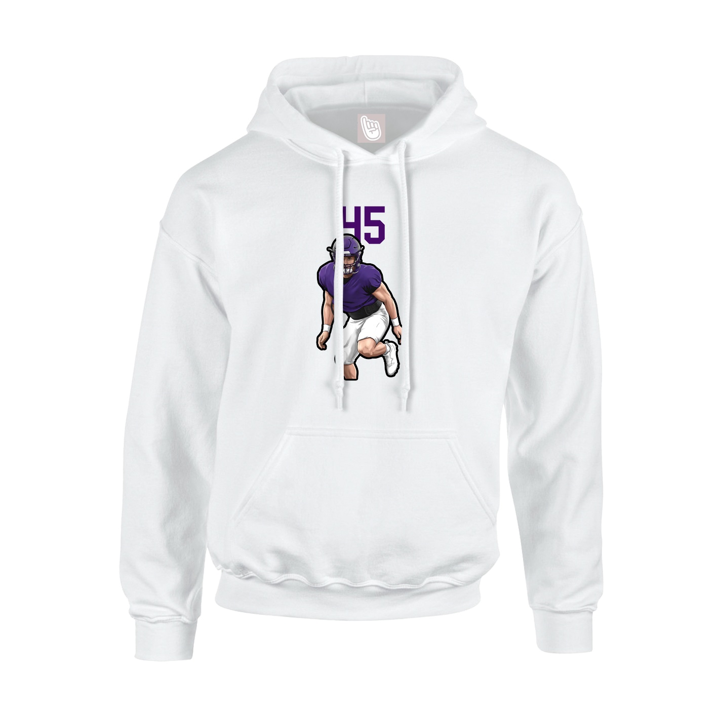 Youth Hoodie — Number Top in White