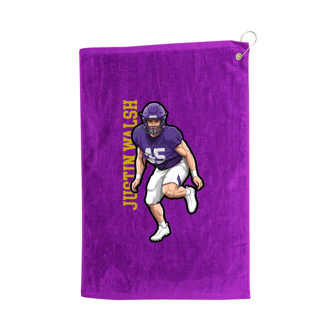 Golf Towel — Name Vertical in Purple