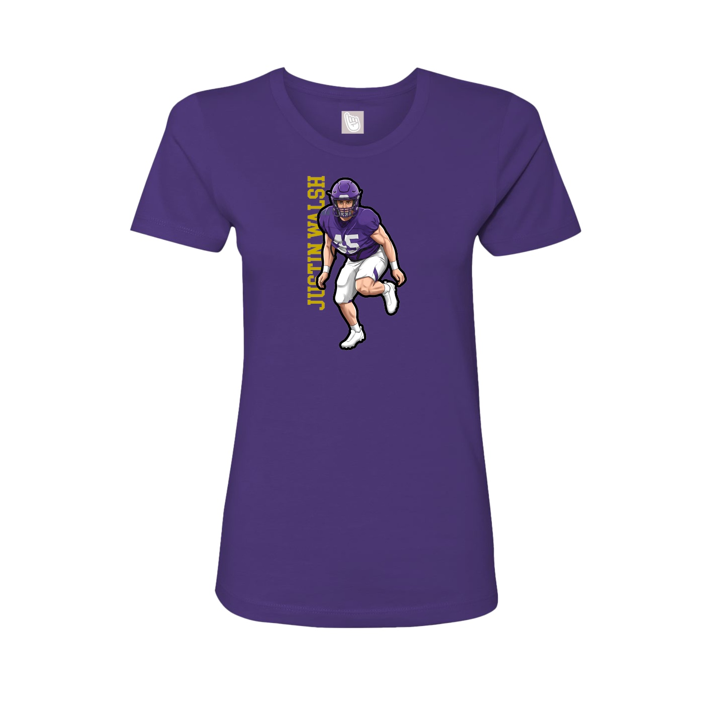 Fitted Women's Tee — Name Vertical in Purple
