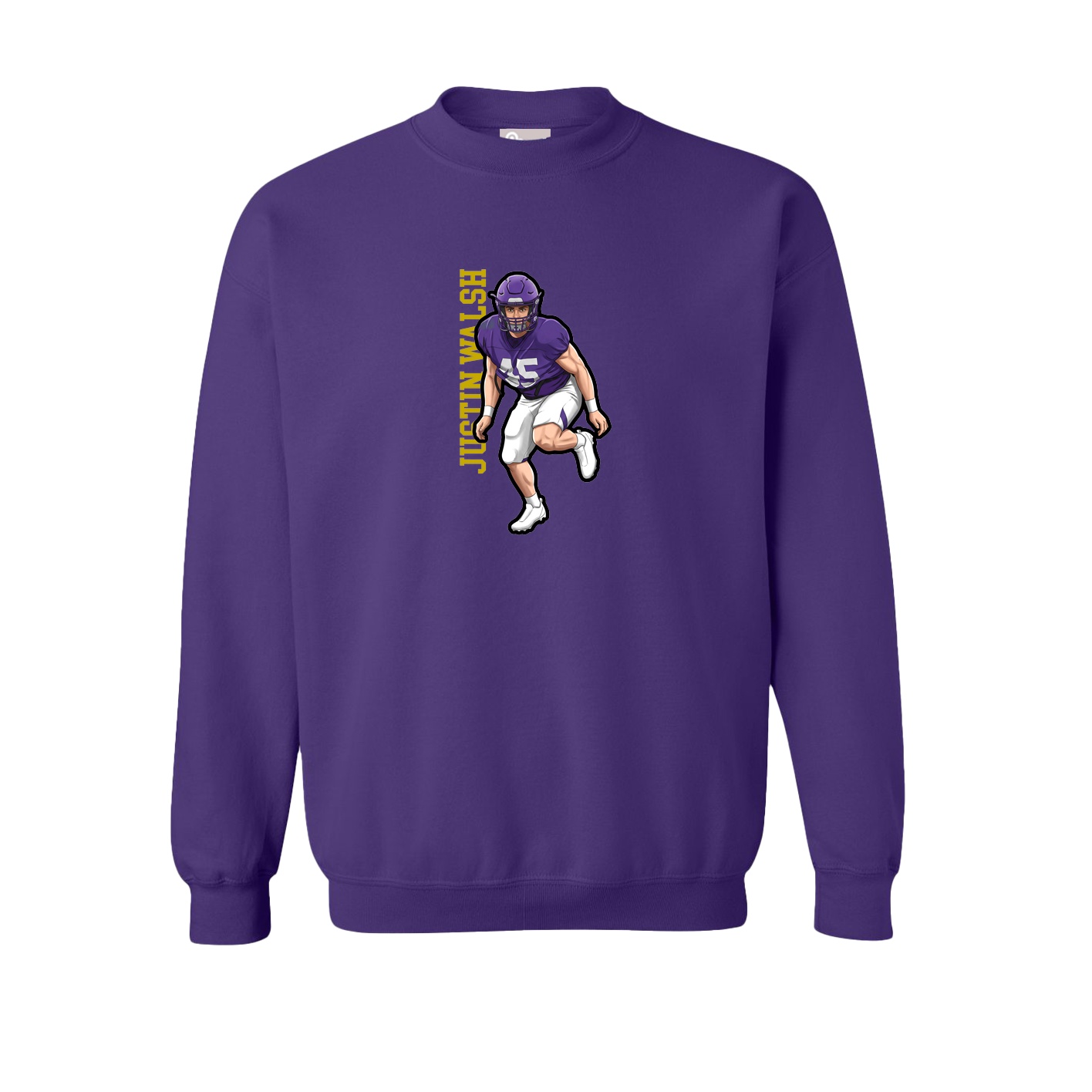 Fleece Crew — Name Vertical in Purple