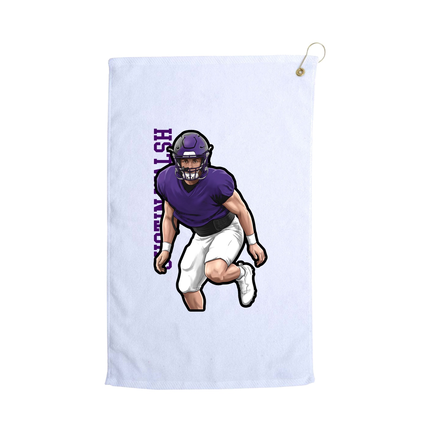 Golf Towel — Name Vertical in White
