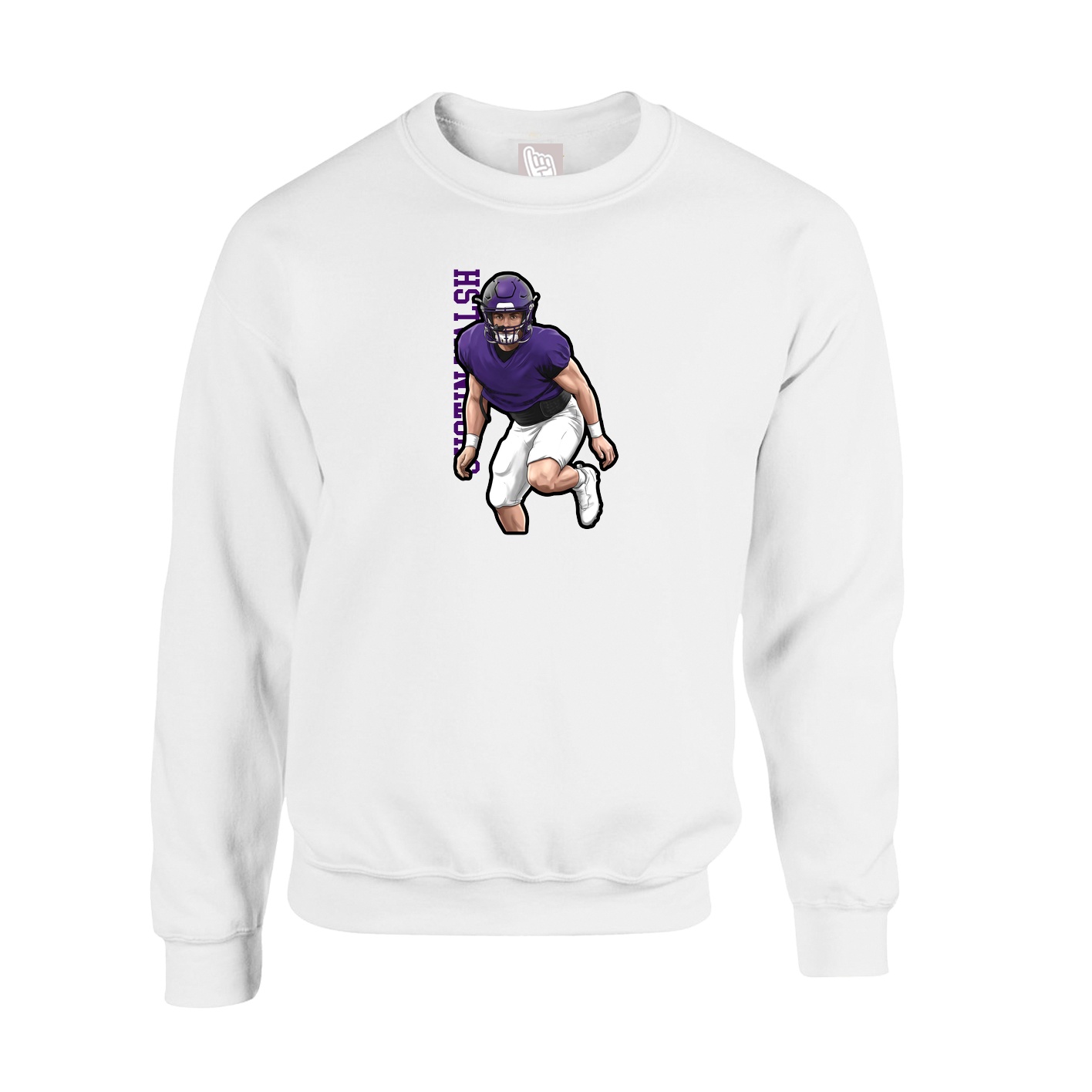 Fleece Crew — Name Vertical in White