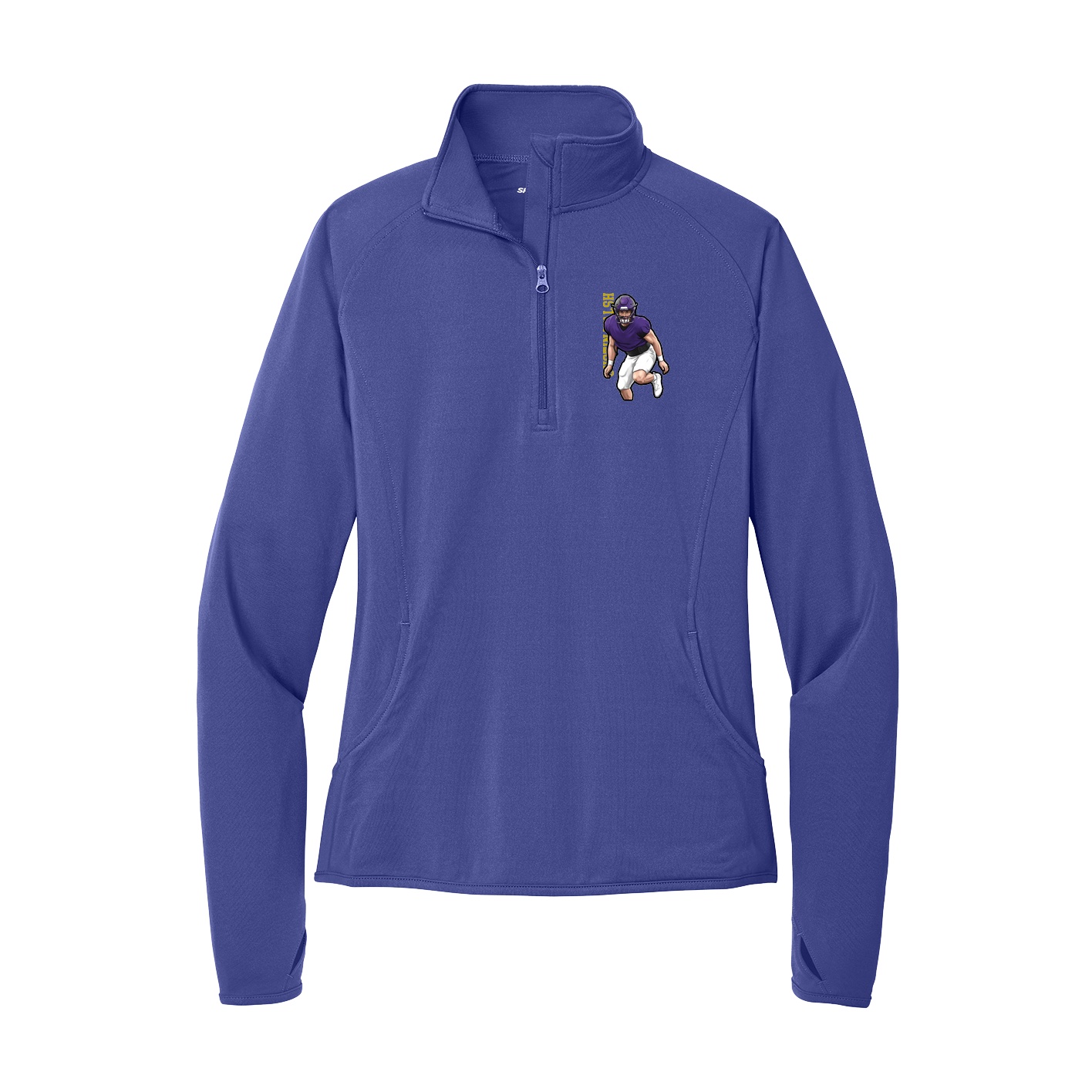 Women's Q-Zip Pullover — Name Vertical in Purple