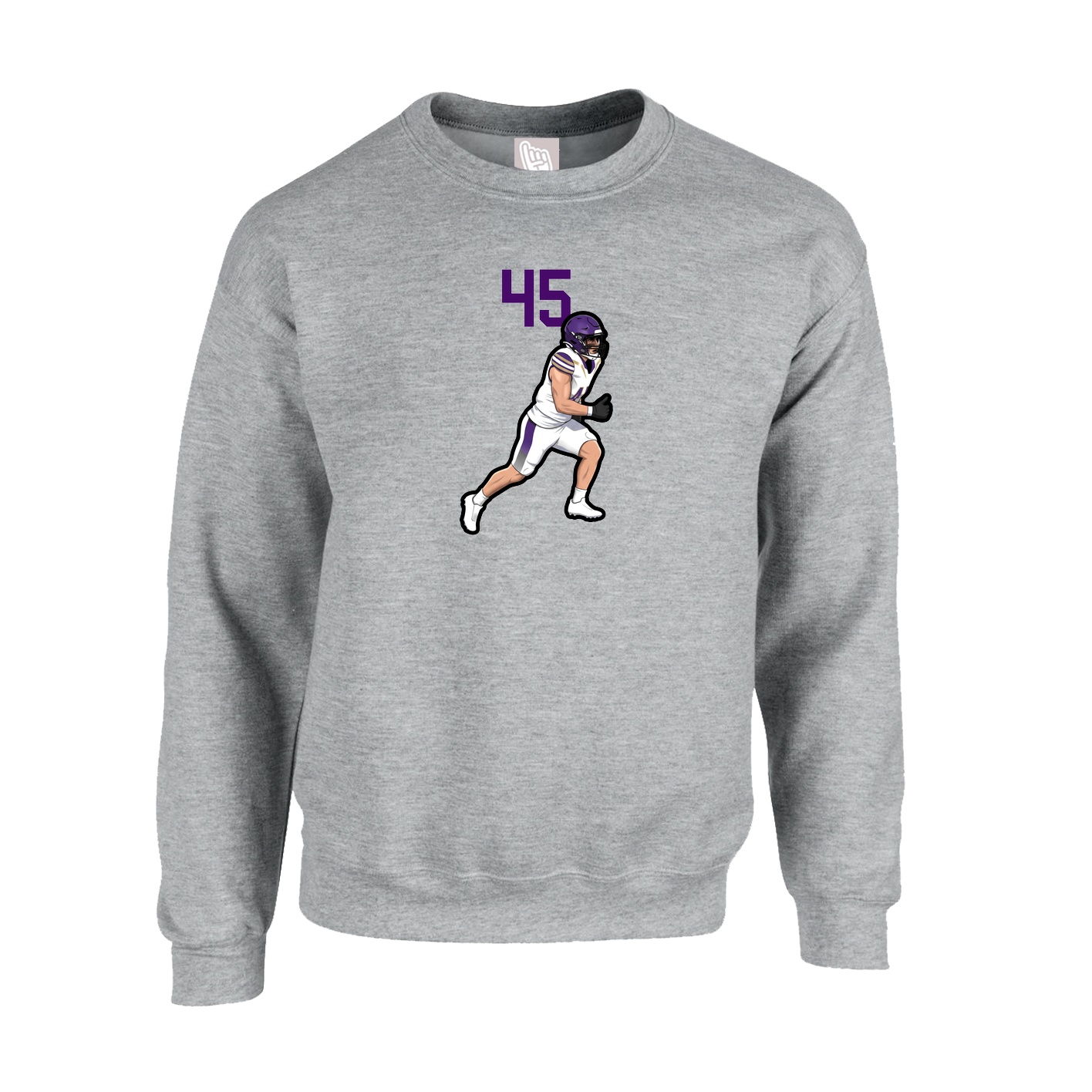Fleece Crew — Number Top in Grey