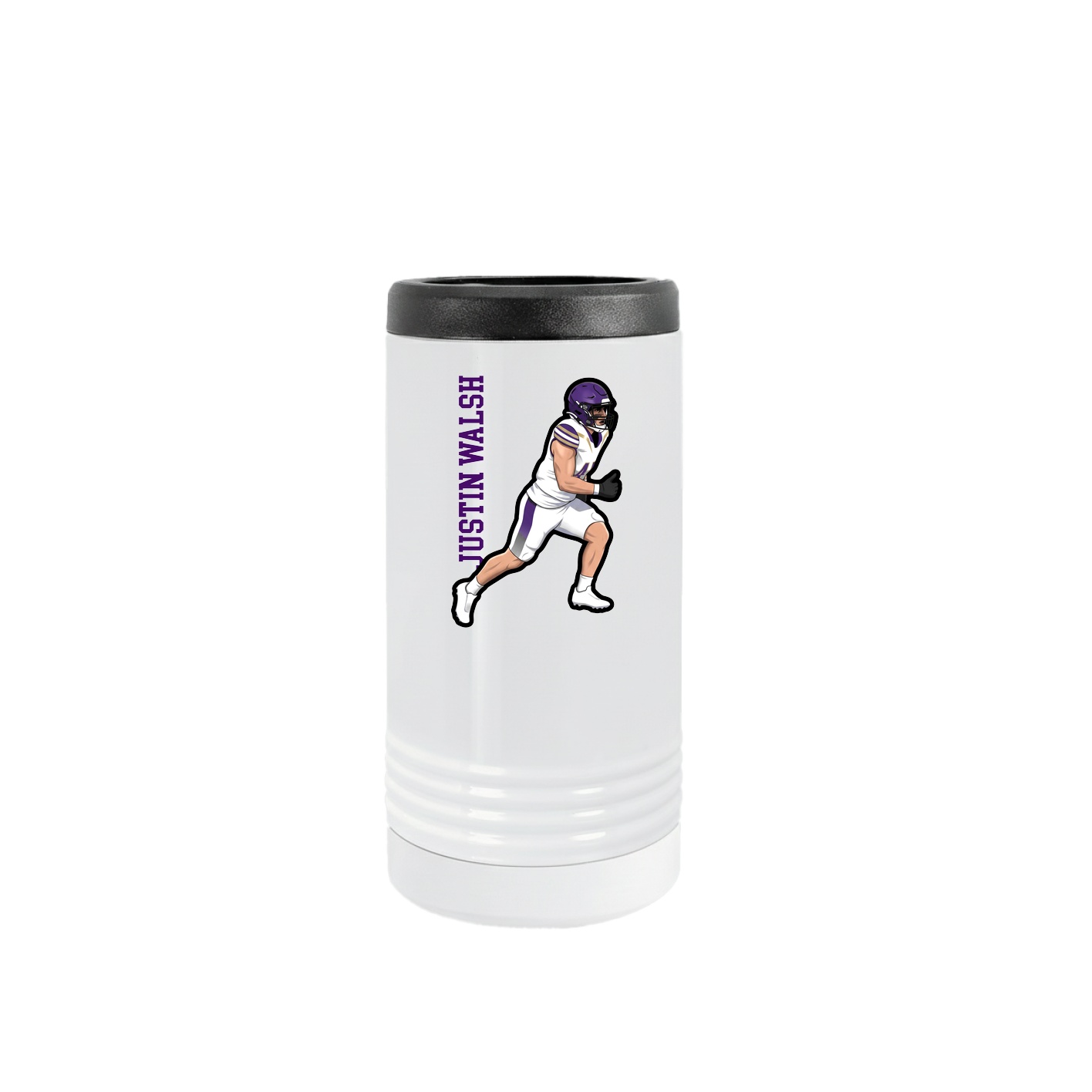 Slim Beverage Holder — Name Vertical in White