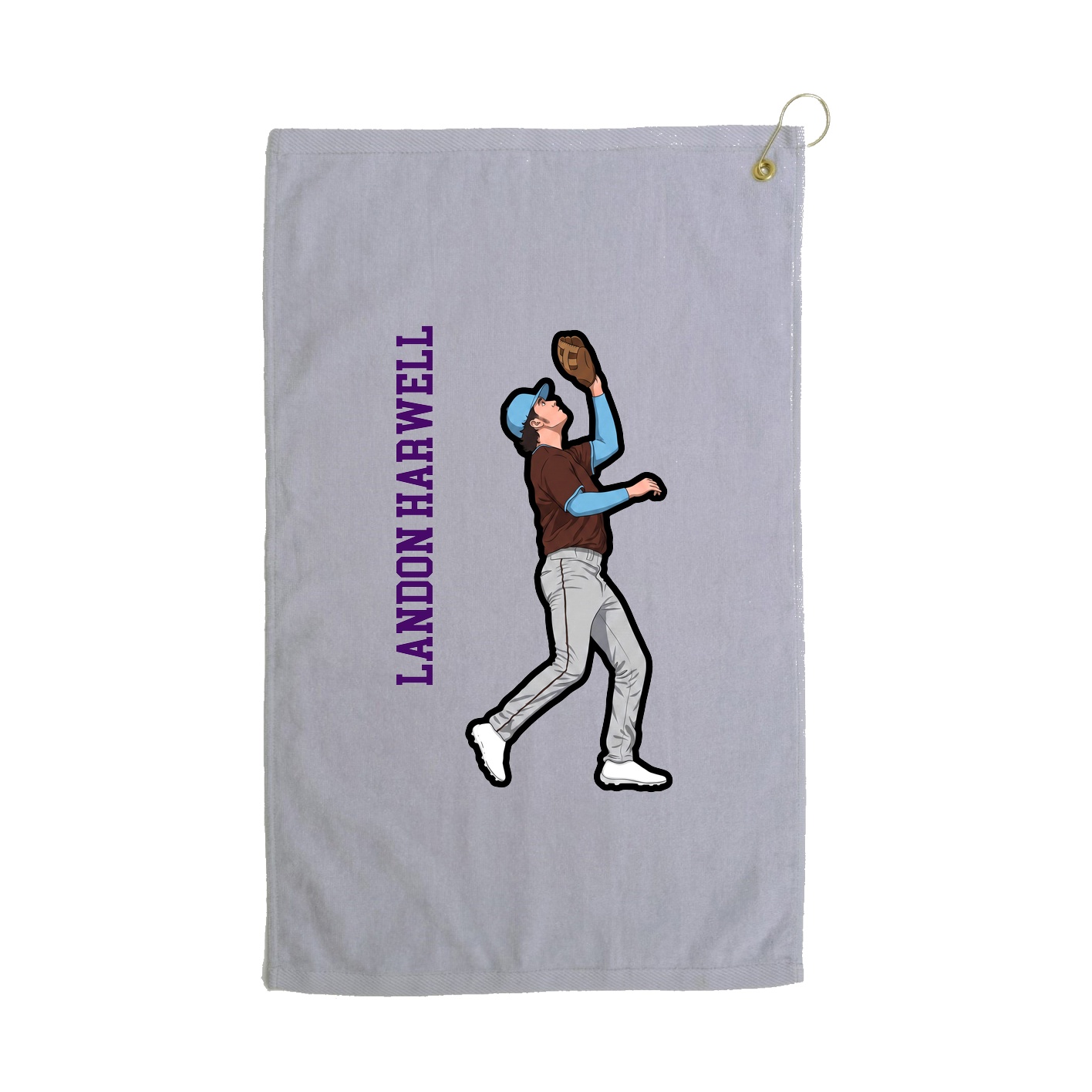 Golf Towel — Name Vertical in Grey