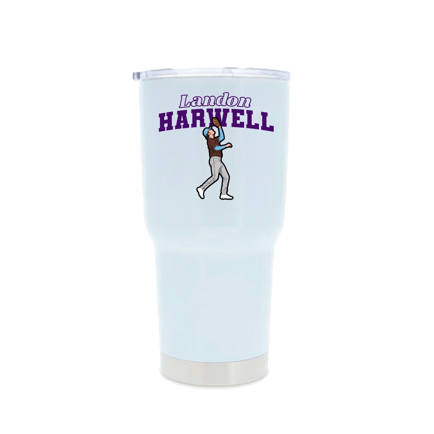 30oz Stainless Steel Tumbler — Name Arch in White