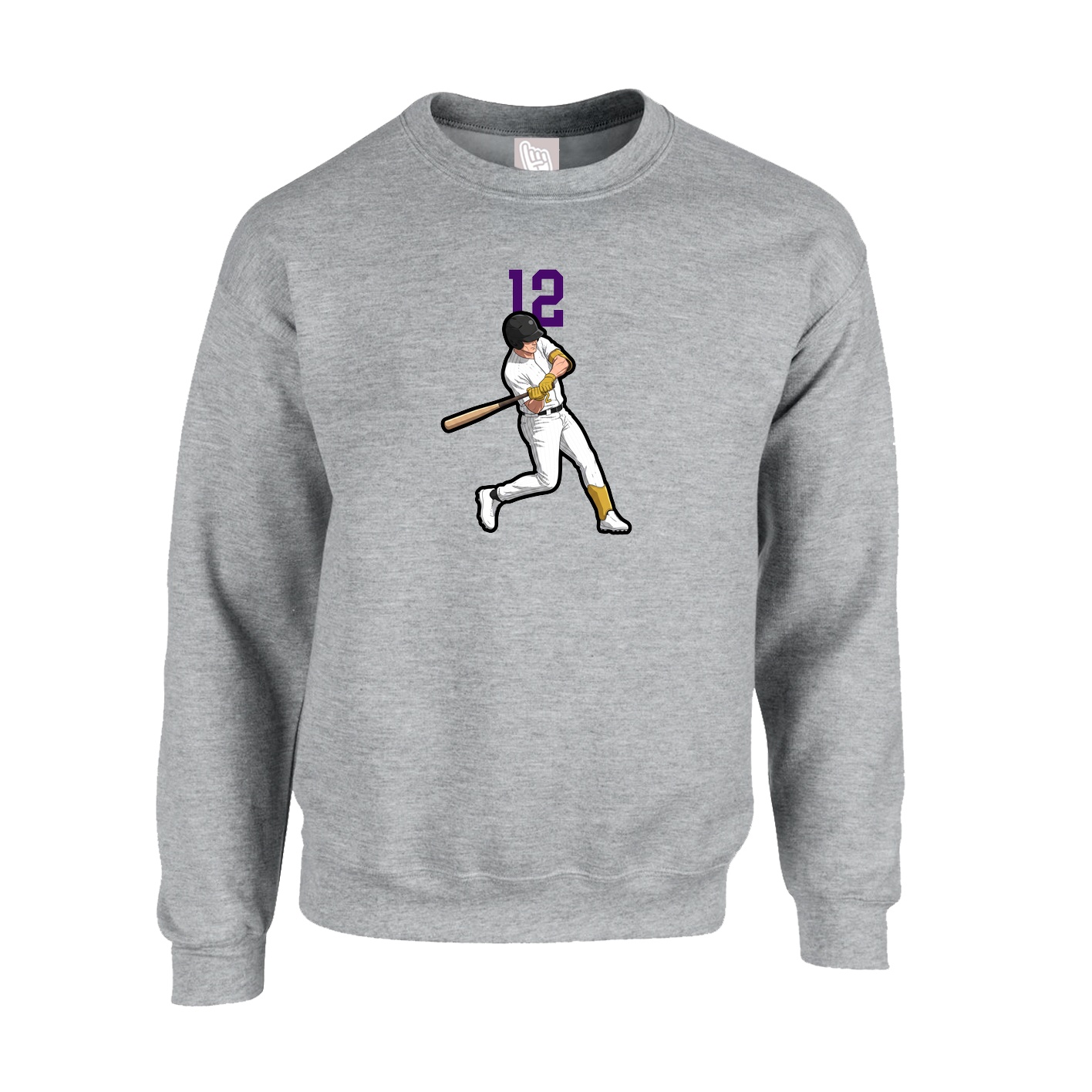 Fleece Crew — Number Top in Grey