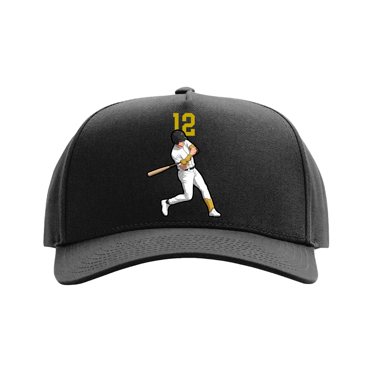 Full Fabric Five-Panel Champ Cap — Number Top in Black