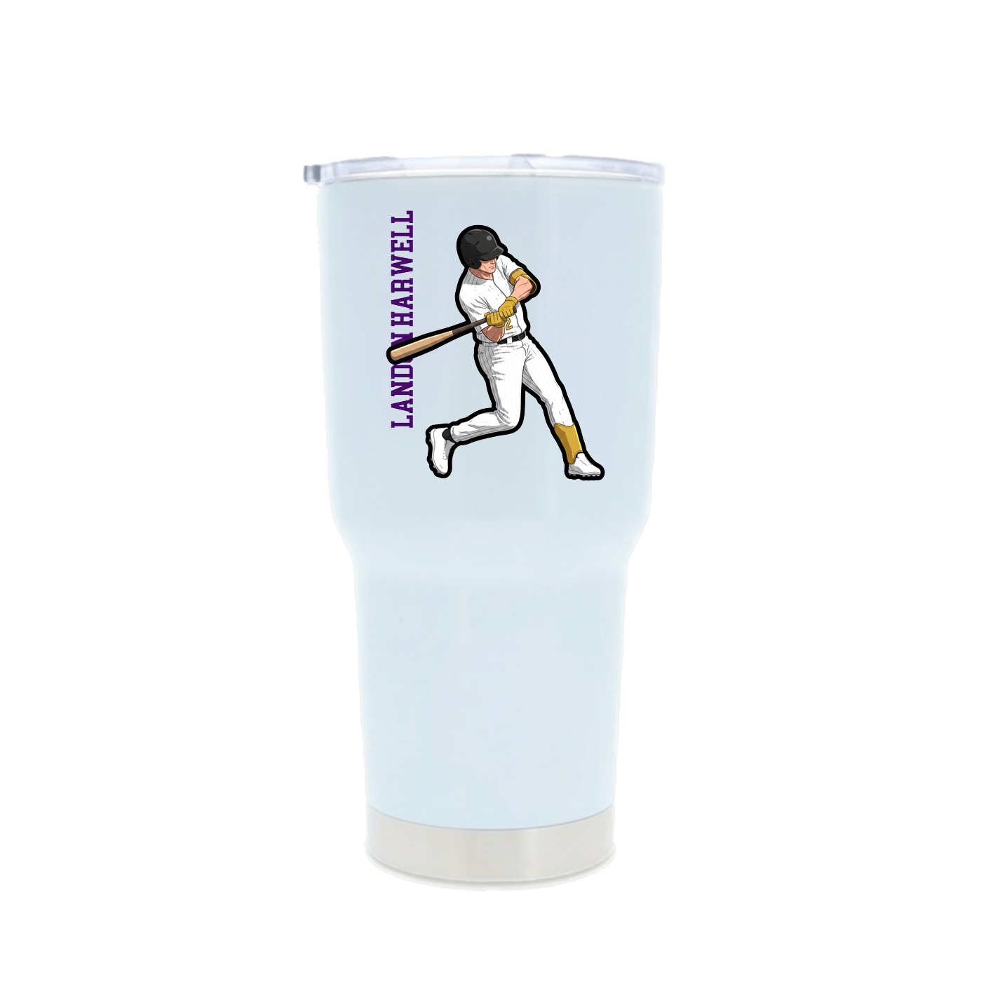30oz Stainless Steel Tumbler — Name Vertical in White
