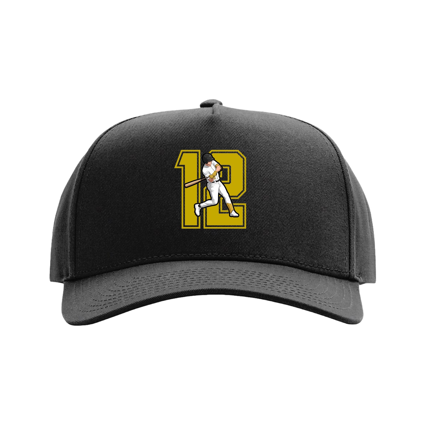 Full Fabric Five-Panel Champ Cap — Number in Black