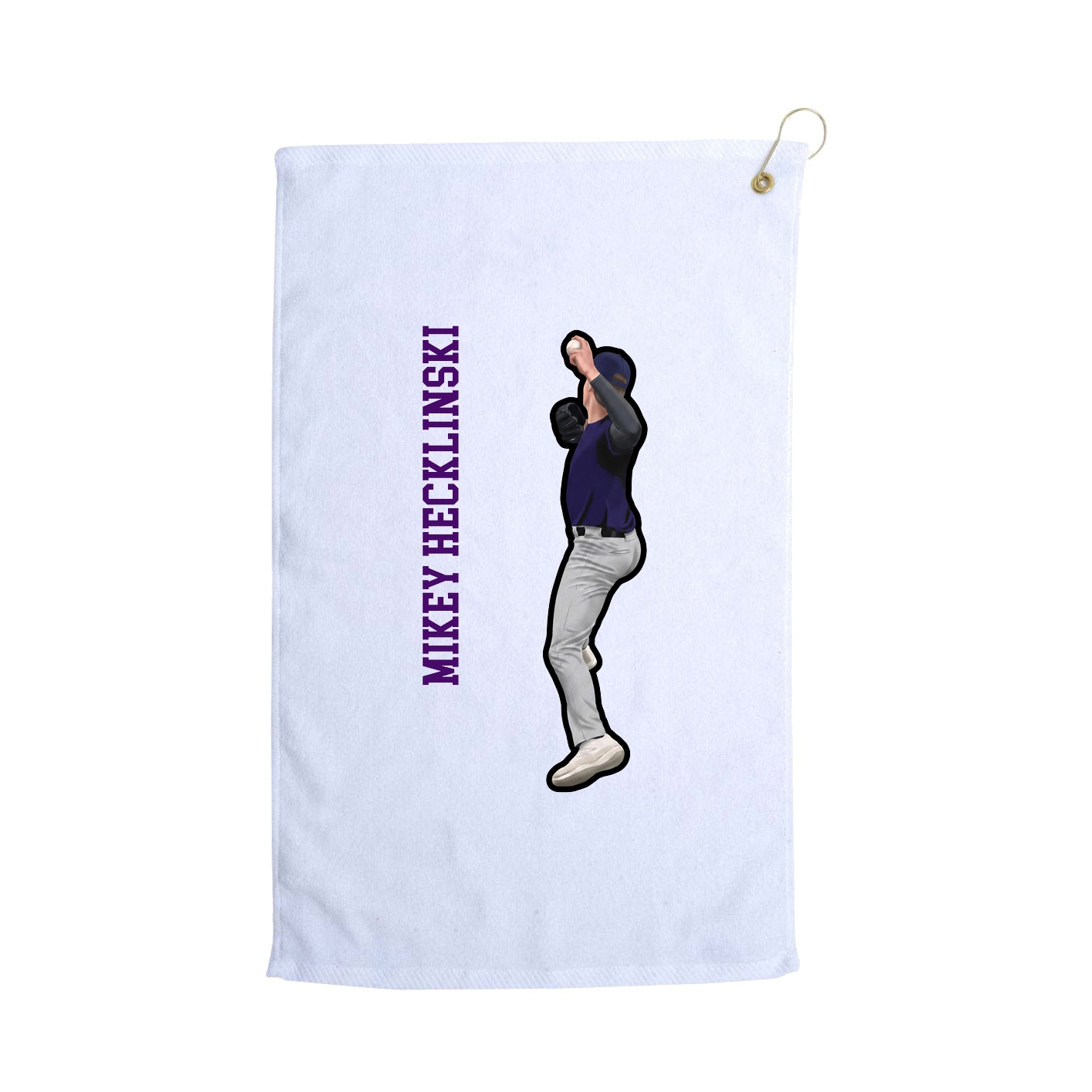 Golf Towel — Name Vertical in White