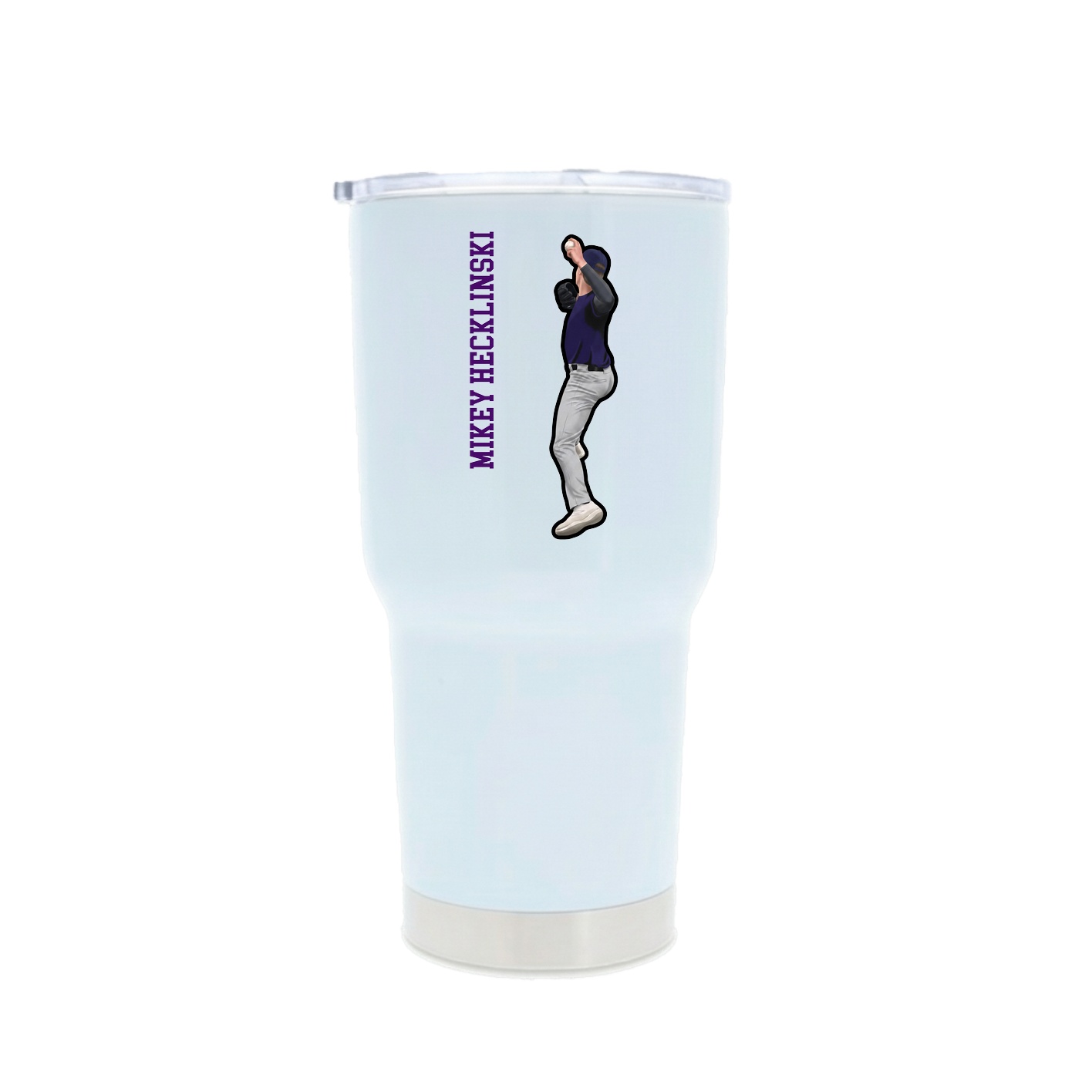 30oz Stainless Steel Tumbler — Name Vertical in White