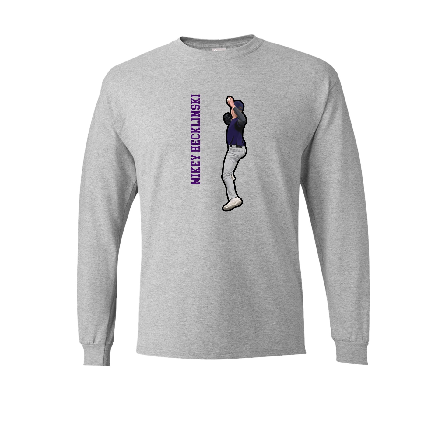Long Sleeve Tee — Name Vertical in Grey