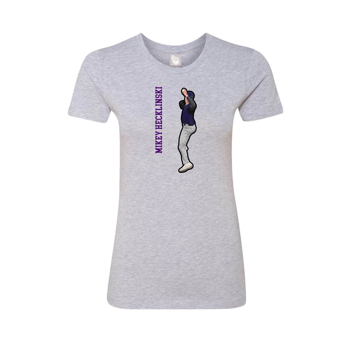 Fitted Women's Tee — Name Vertical in Grey
