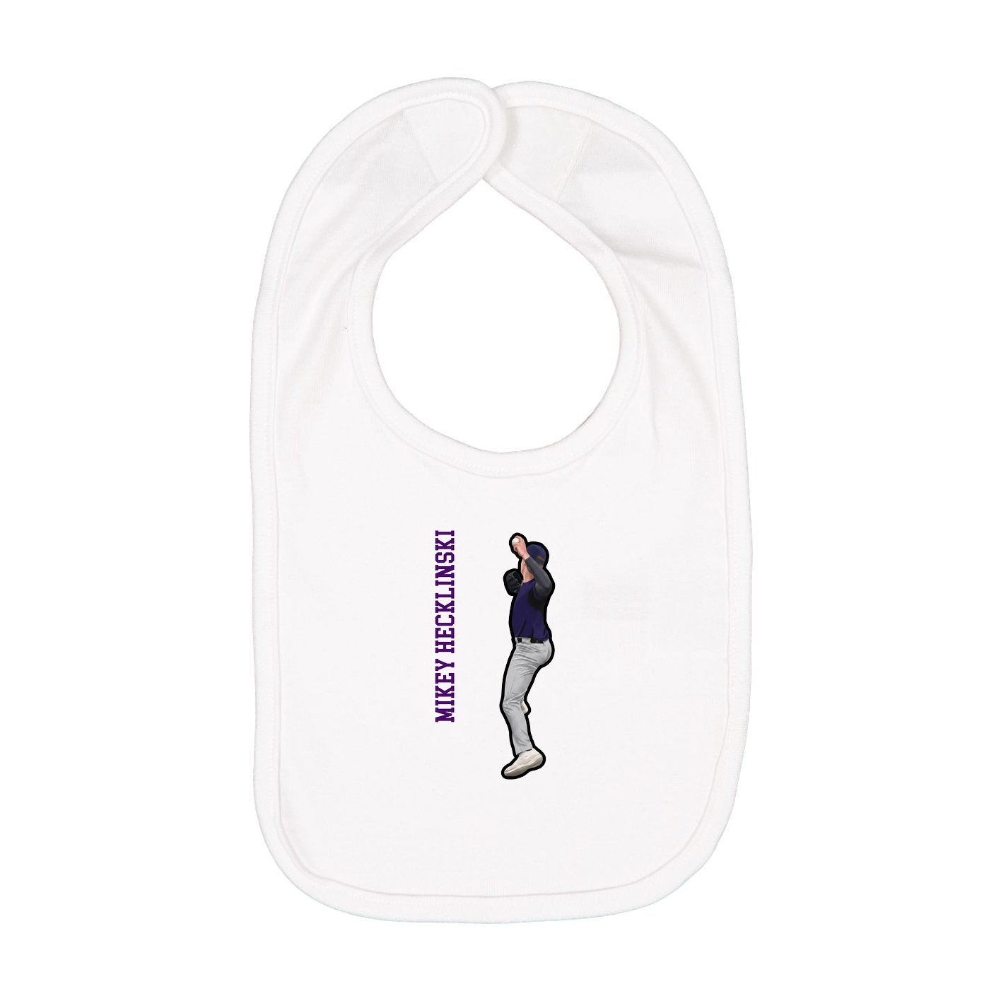 Infant Bib — Name Vertical in White
