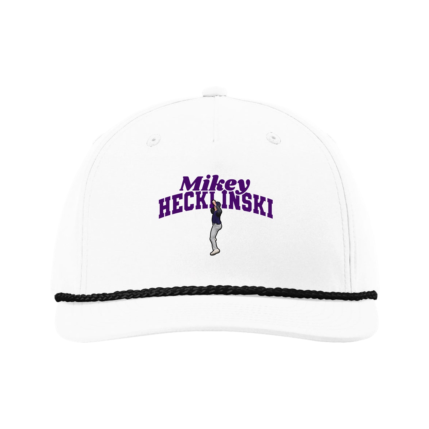 Five-Panel Classic Rope Cap — Signature Arch in White