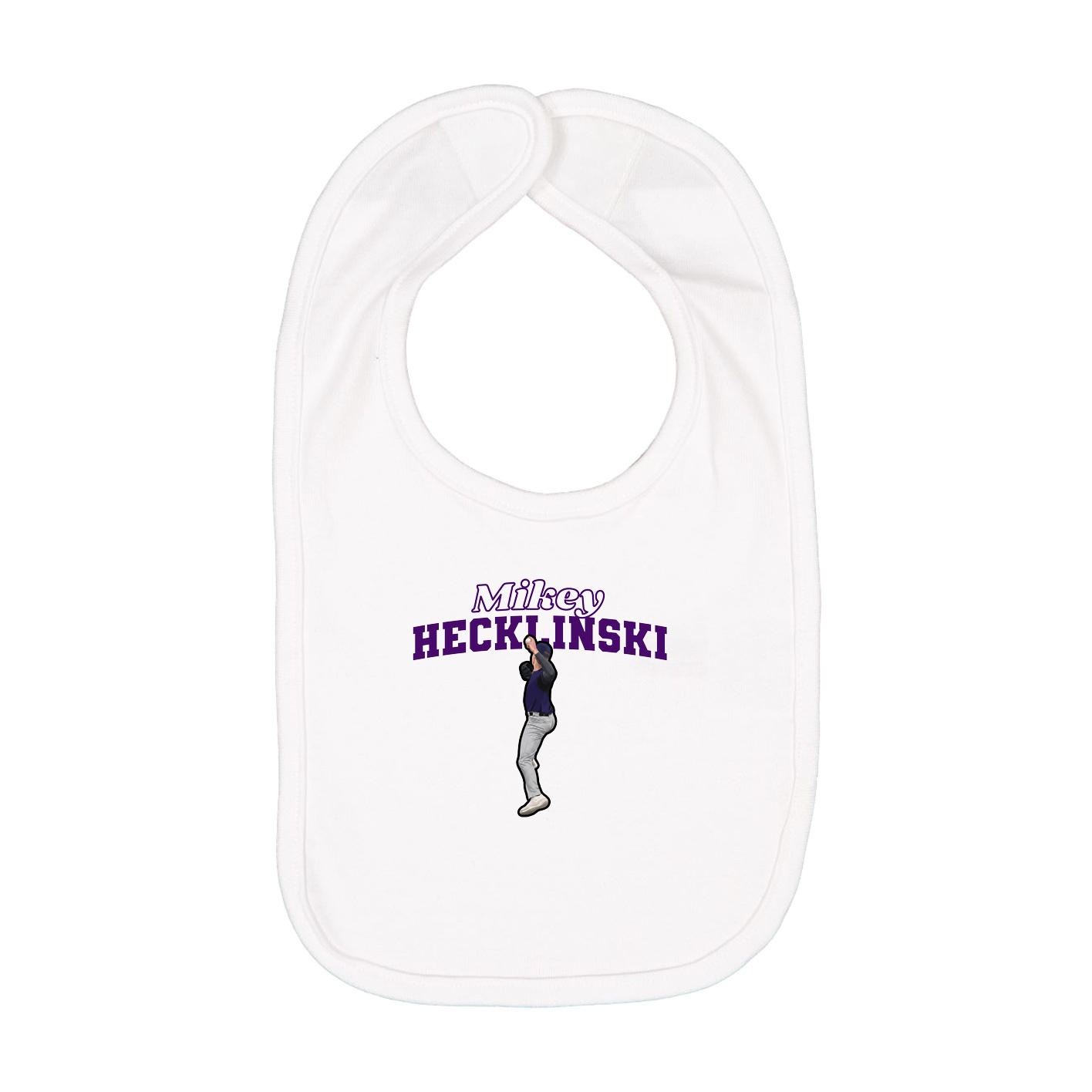 Infant Bib — Name Arch in White