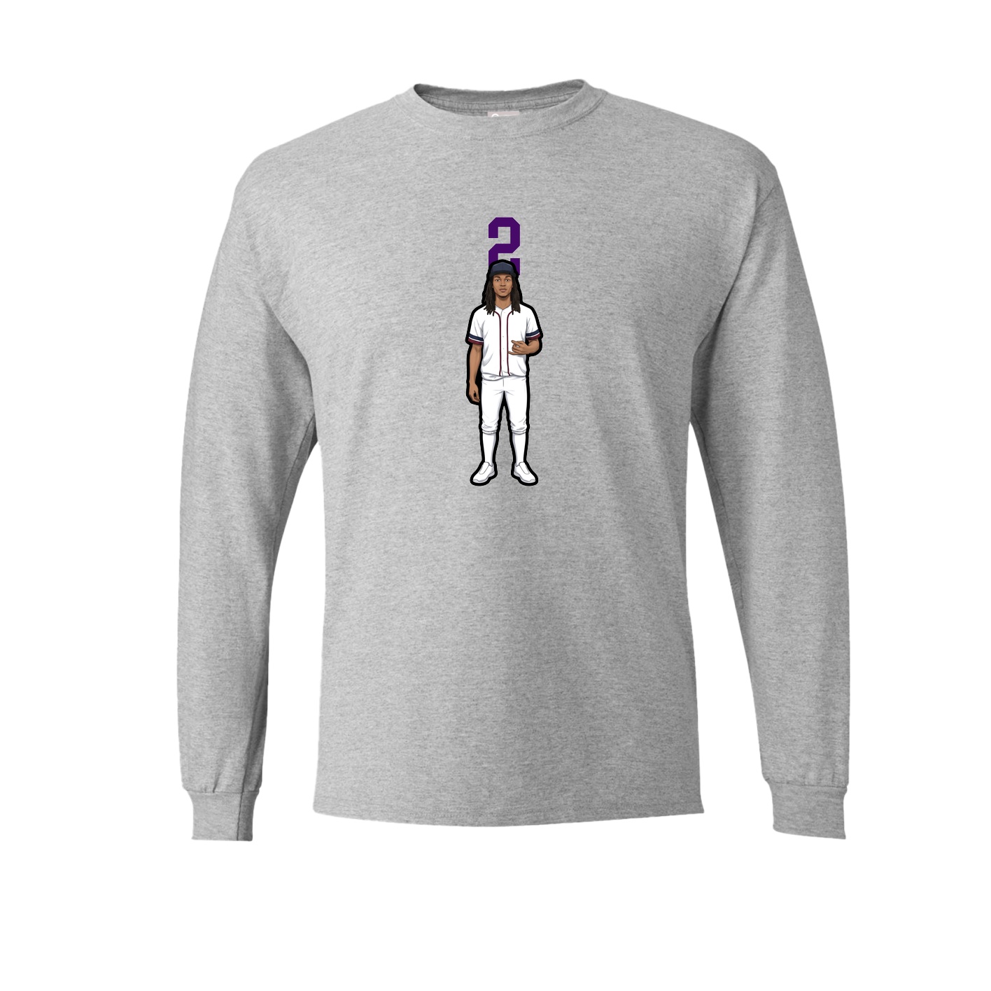 Long Sleeve Tee — Number Top in Grey