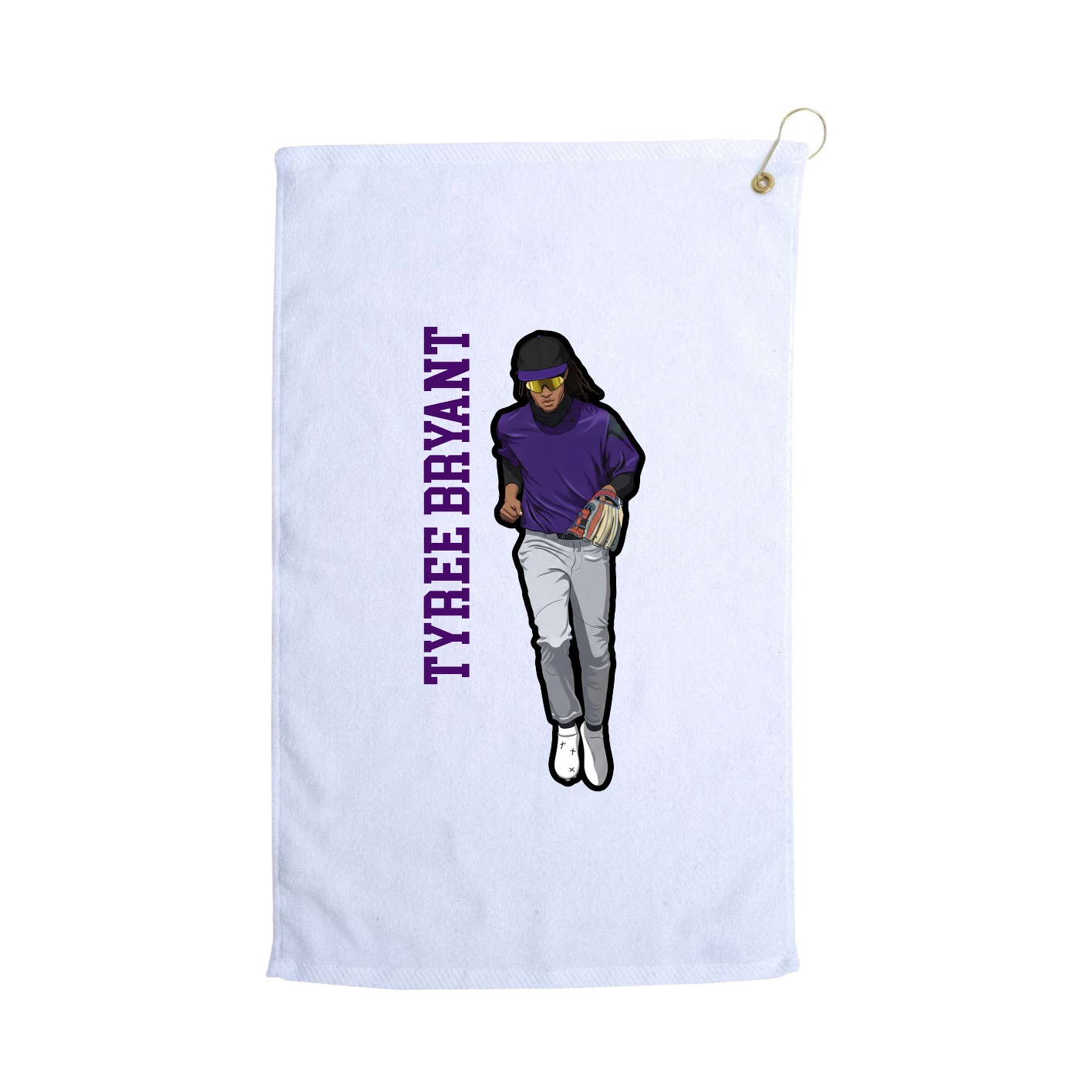 Golf Towel — Name Vertical in White