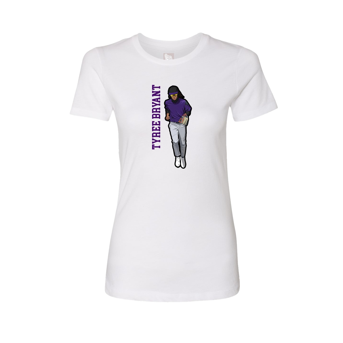 Fitted Women's Tee — Name Vertical in White