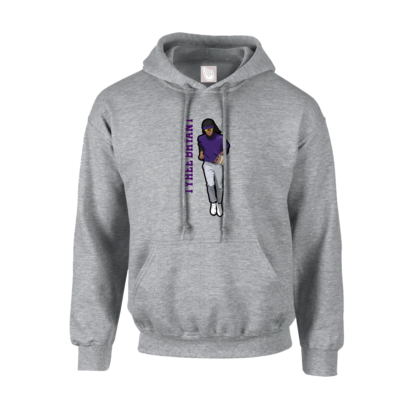 Youth Hoodie — Name Vertical in Grey