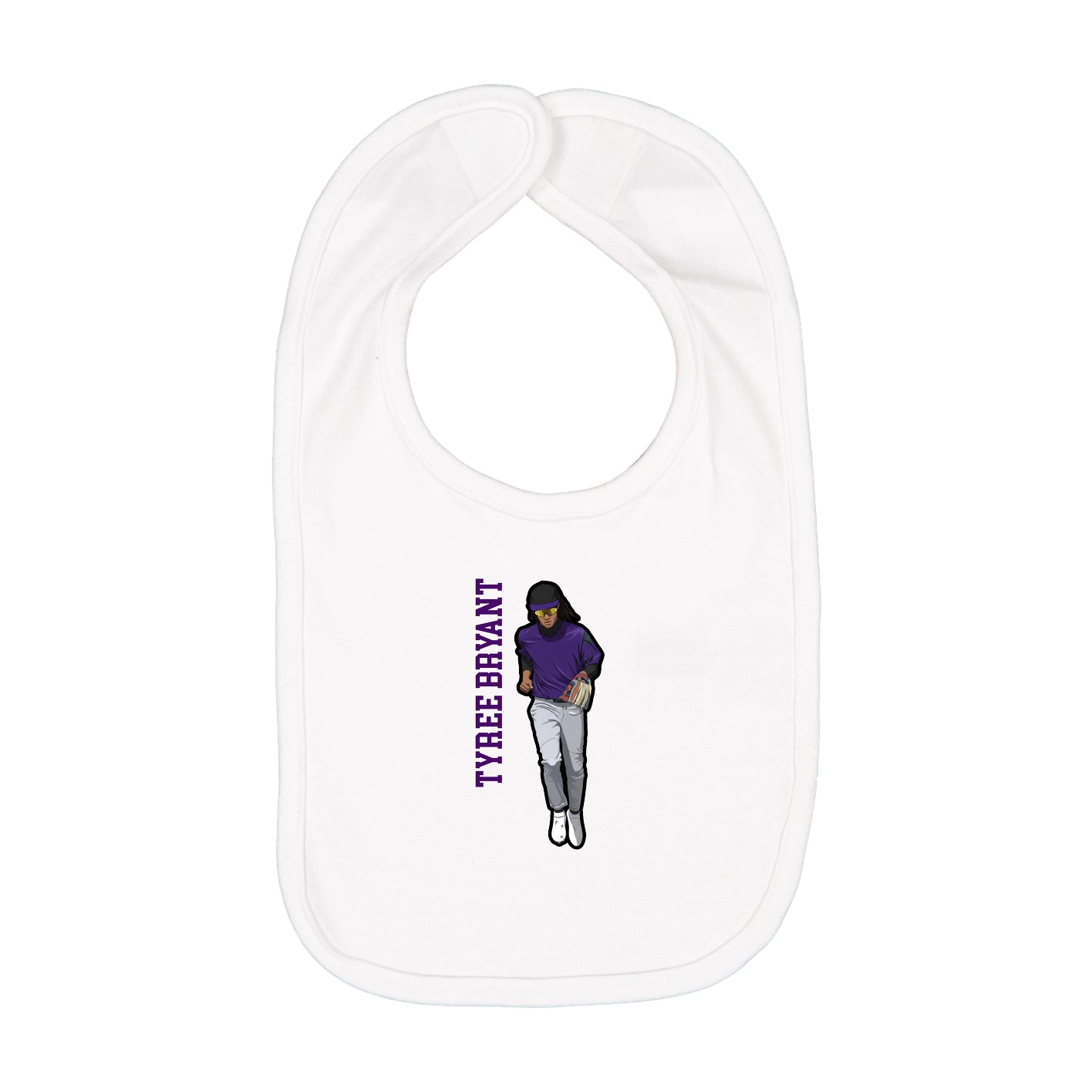 Infant Bib — Name Vertical in White