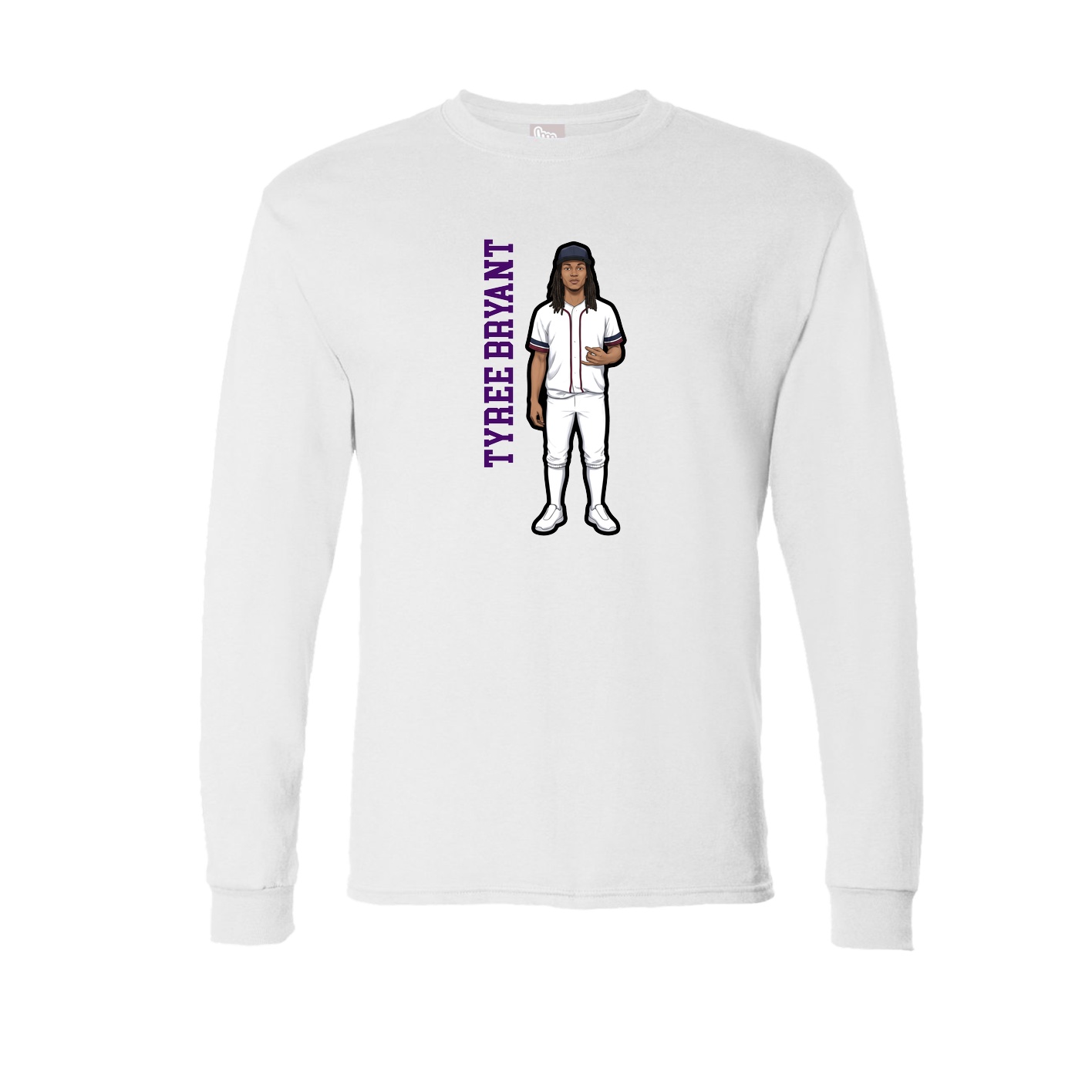 Long Sleeve Tee — Name Vertical in White