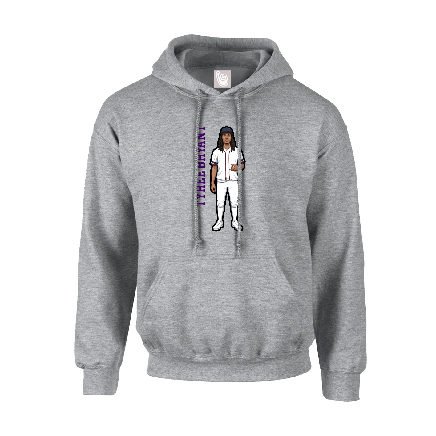 Youth Hoodie — Name Vertical in Grey