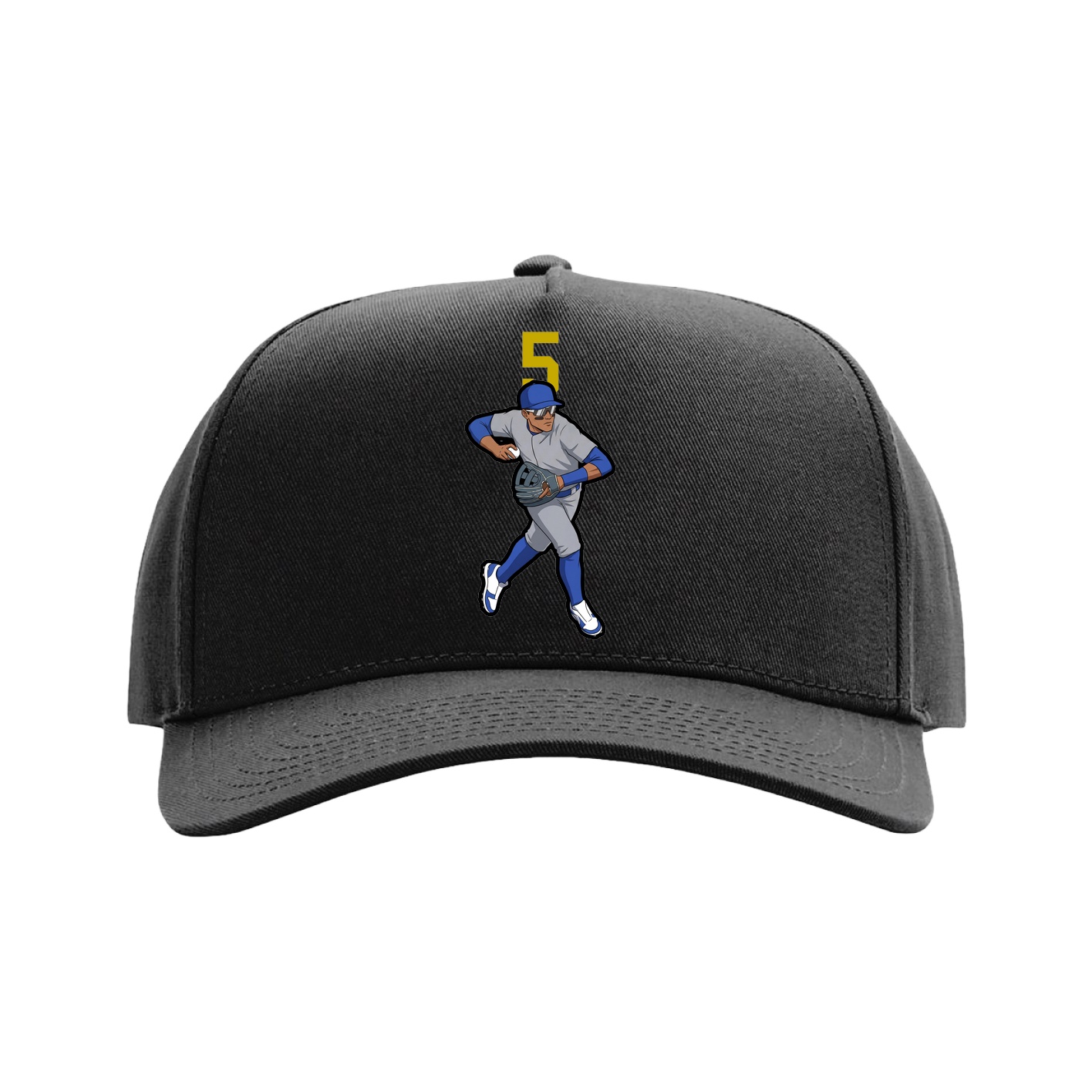 Full Fabric Five-Panel Champ Cap — Number Top in Black