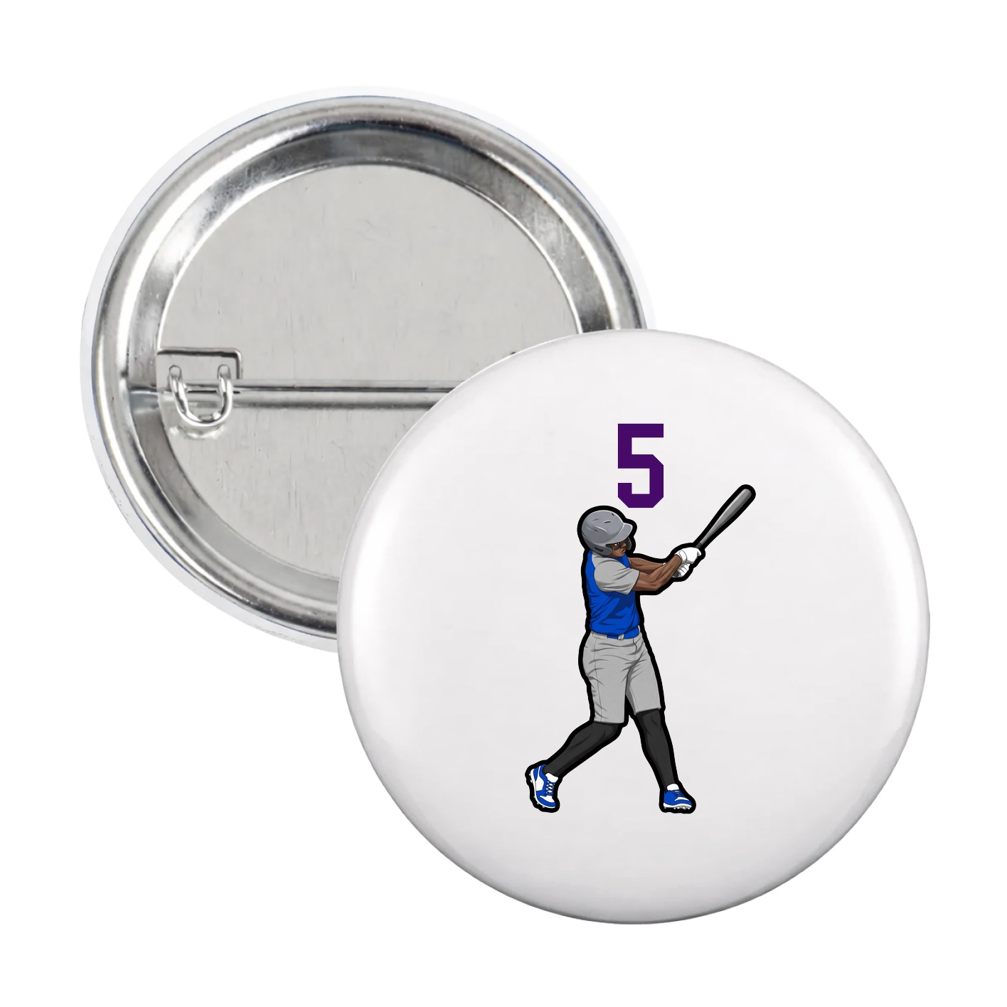 Game Day Button — Number Top in White
