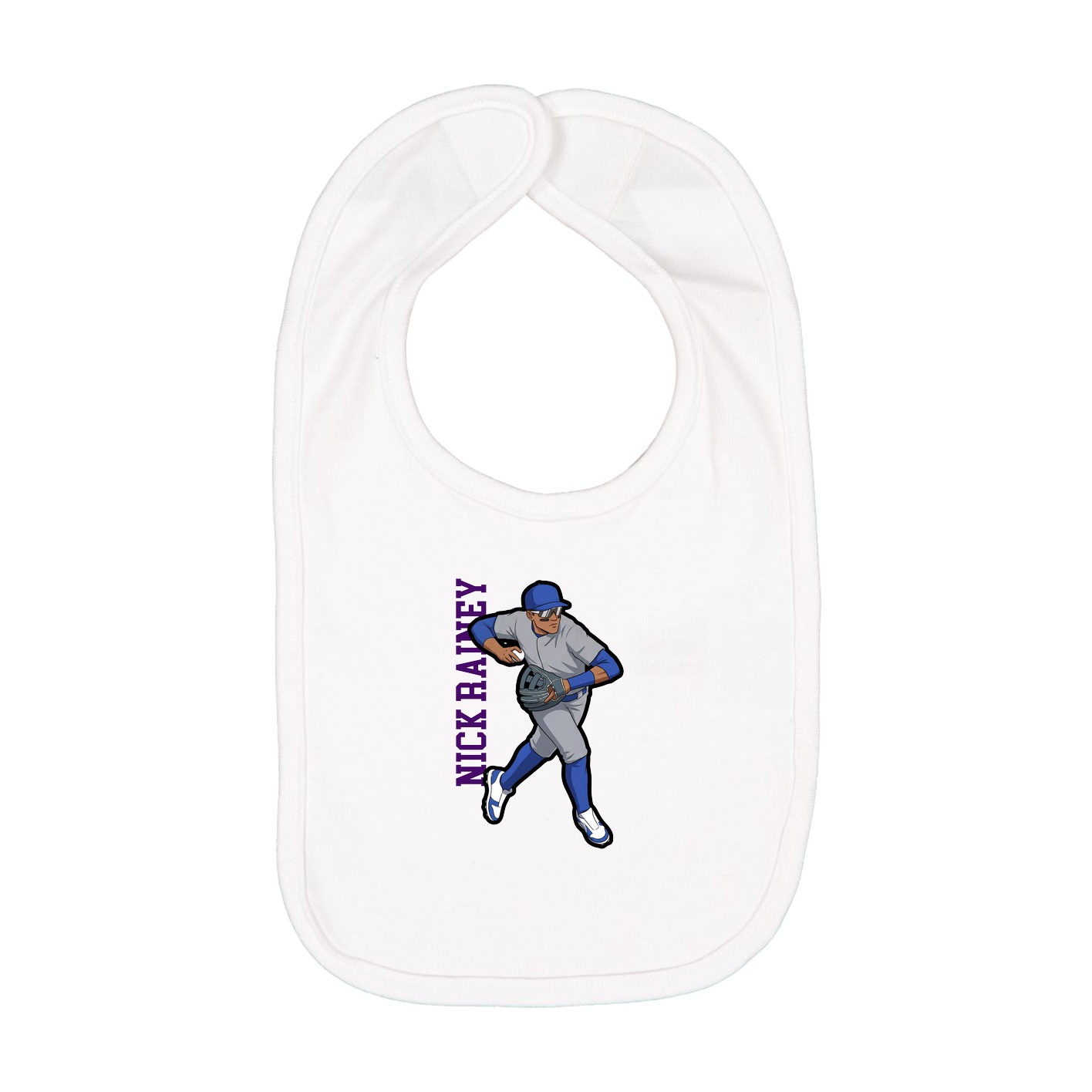 Infant Bib — Name Vertical in White