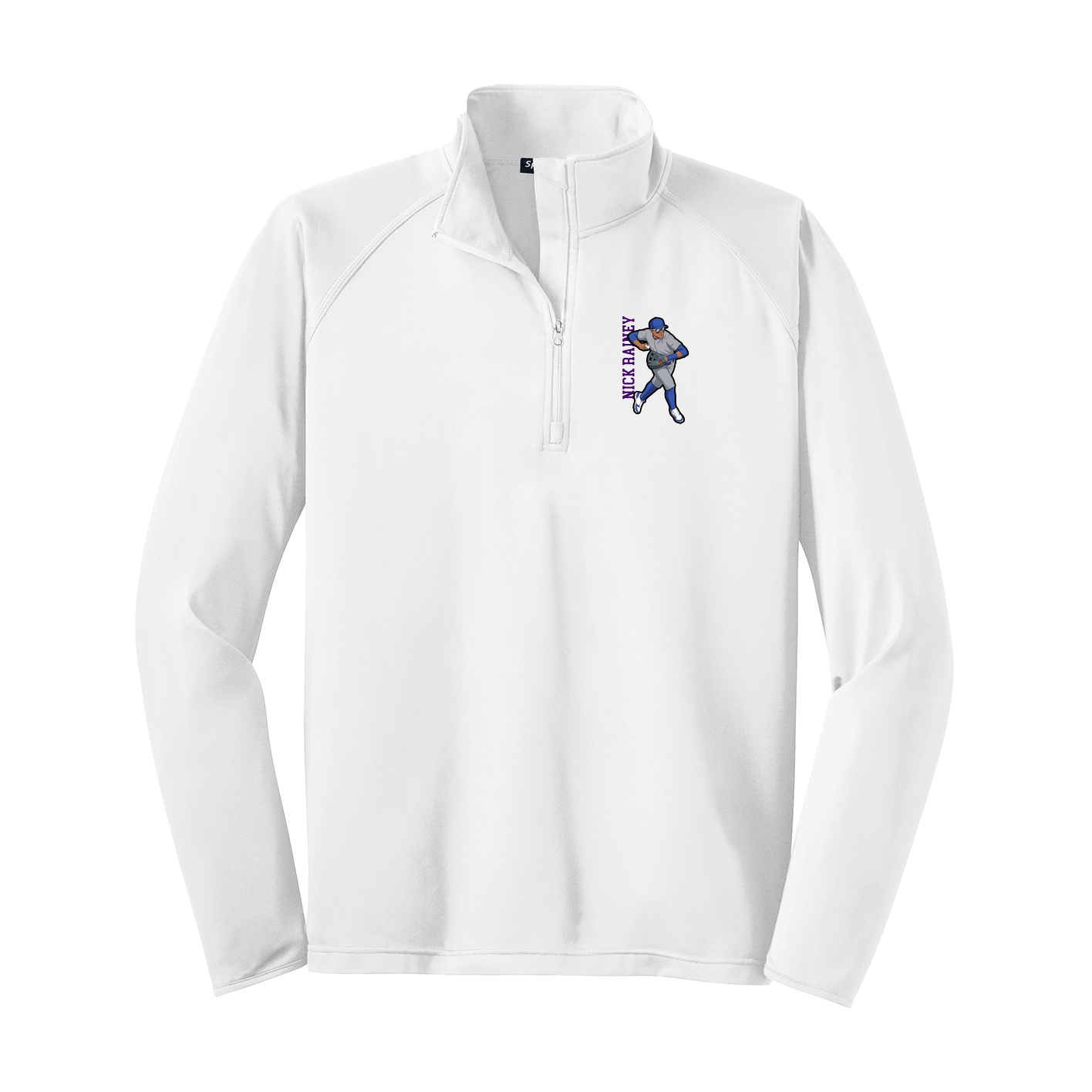 Q-Zip Pullover — Name Vertical in White