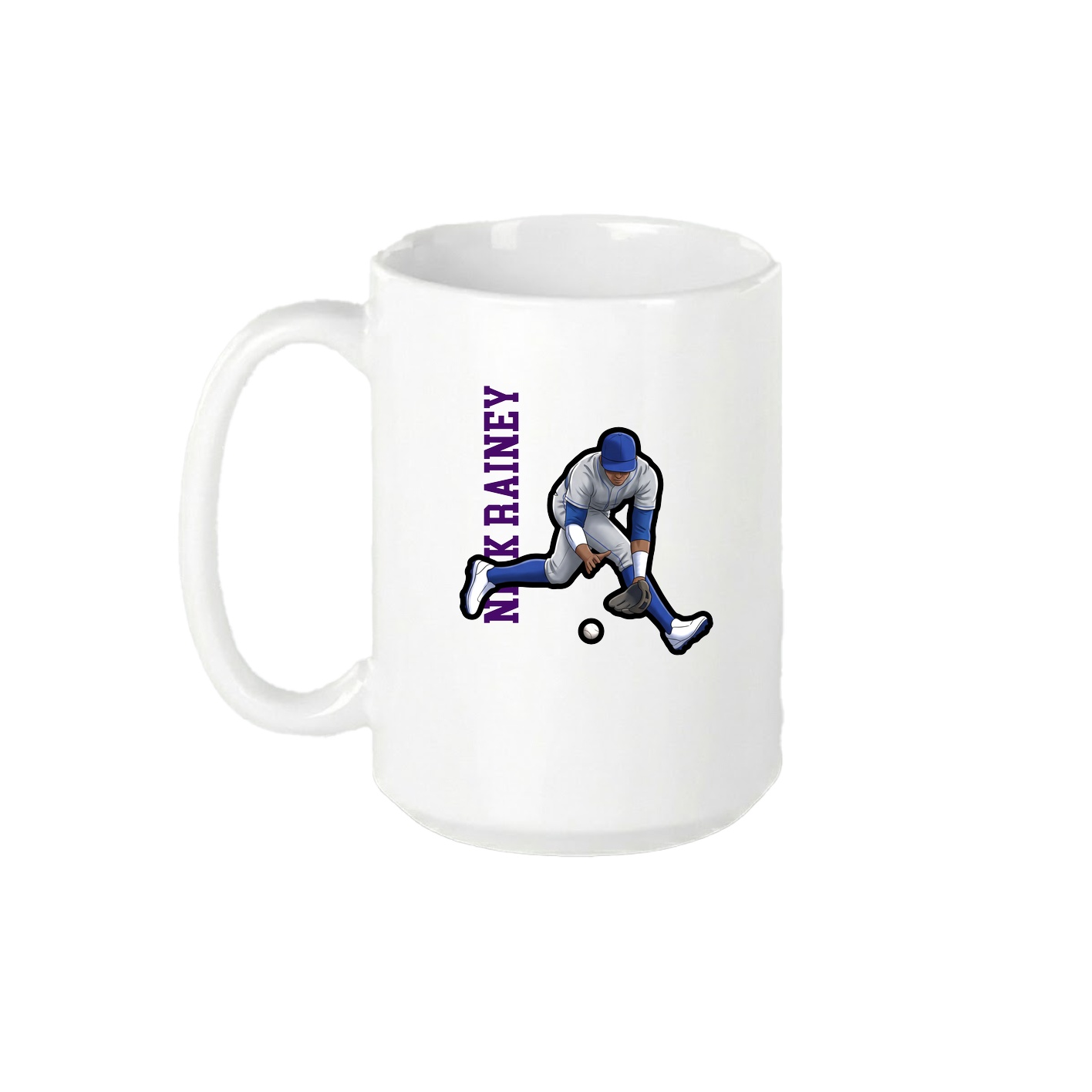 15oz Coffee Mug — Name Vertical in White