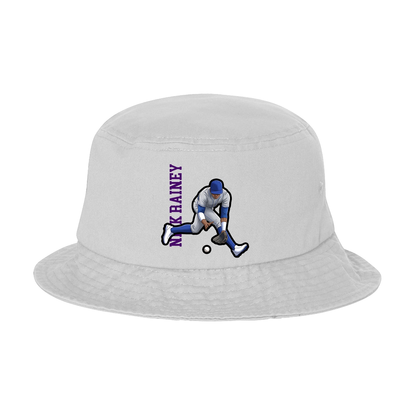 Bucket Cap — Name Vertical in White