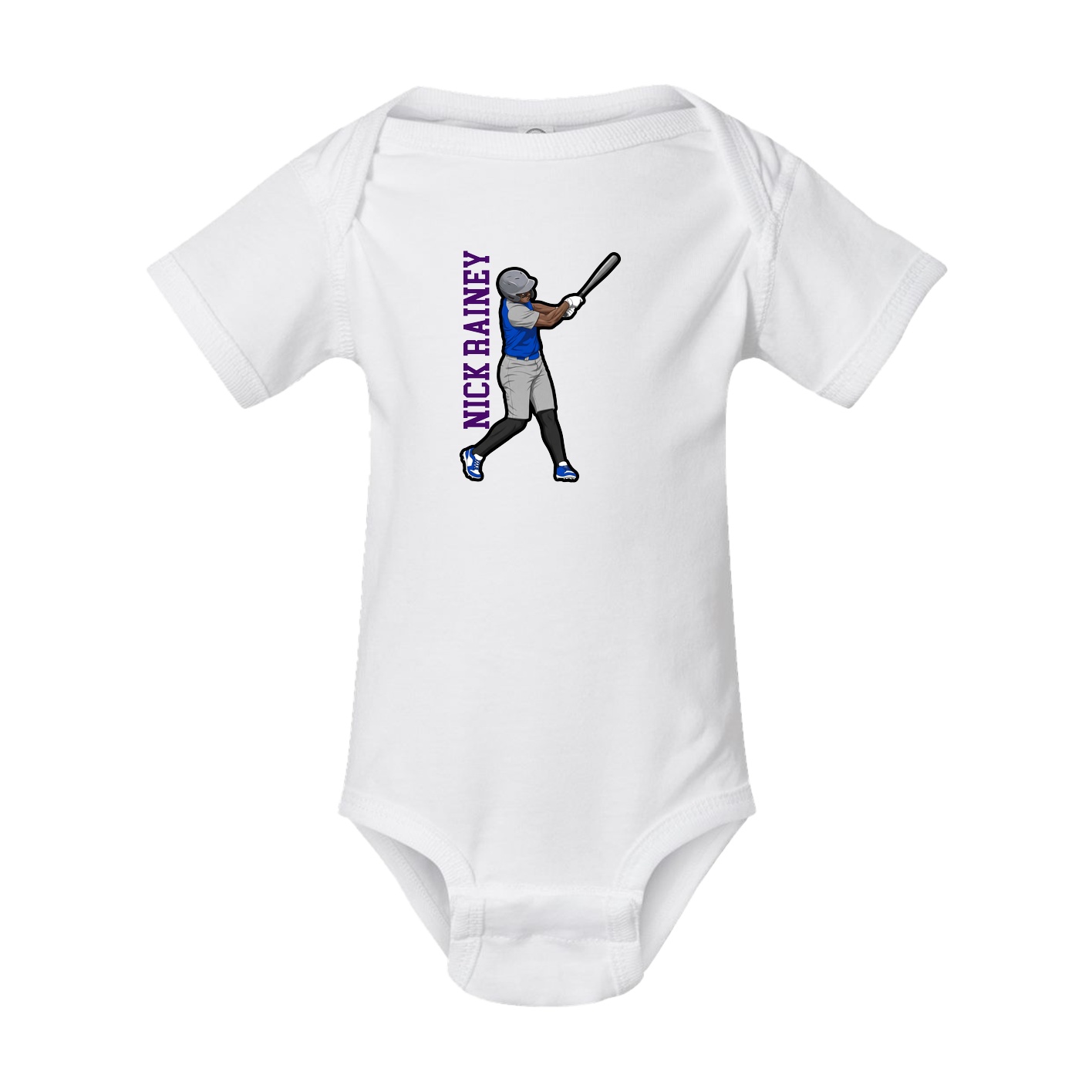 Baby Onesie — Name Vertical in White