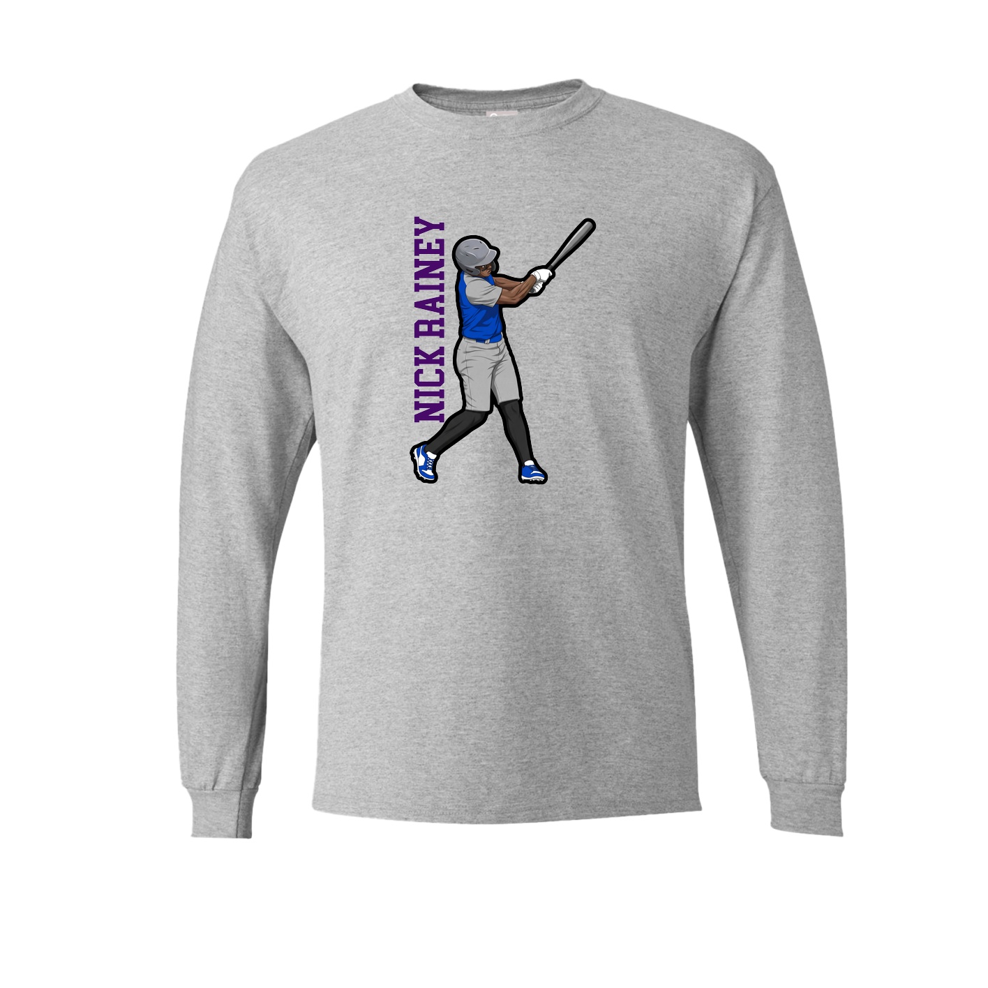 Long Sleeve Tee — Name Vertical in Grey