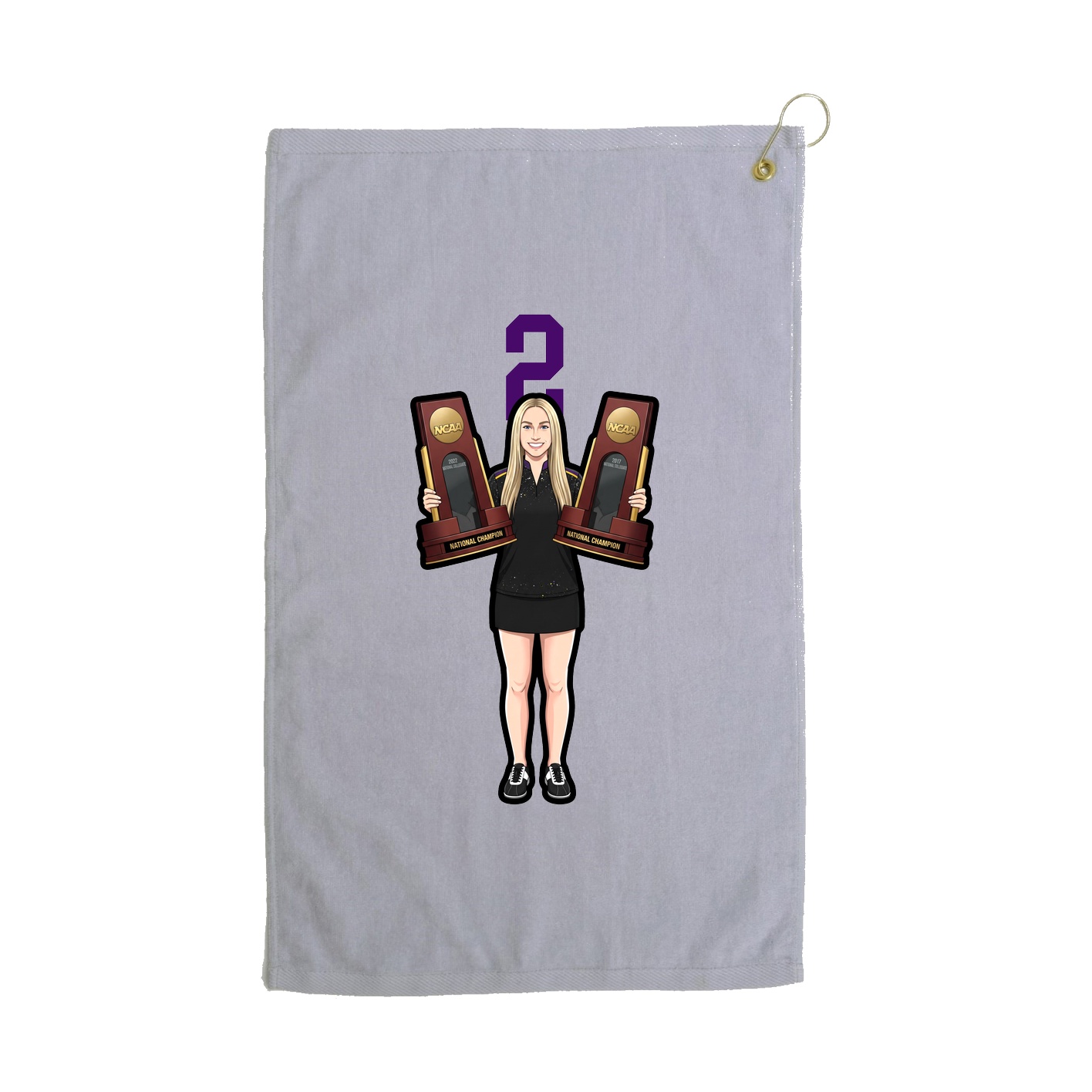 Golf Towel — Number Top in Grey