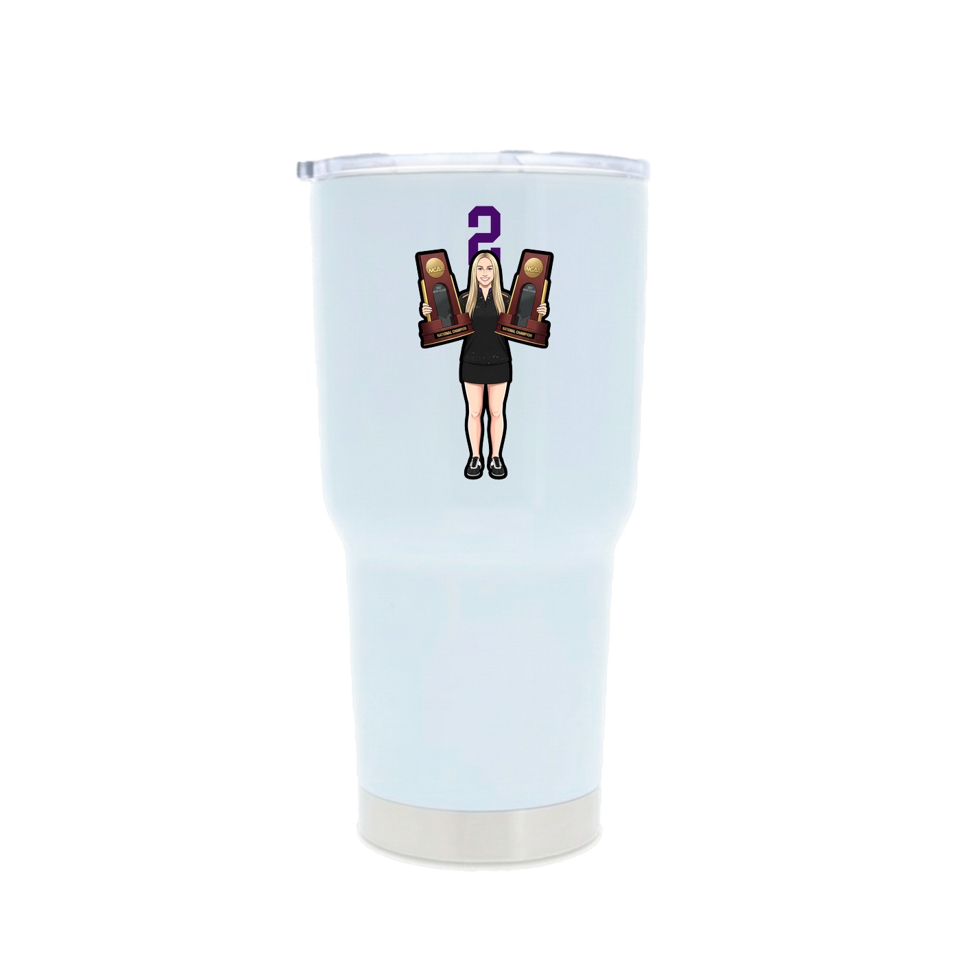 30oz Stainless Steel Tumbler — Number Top in White