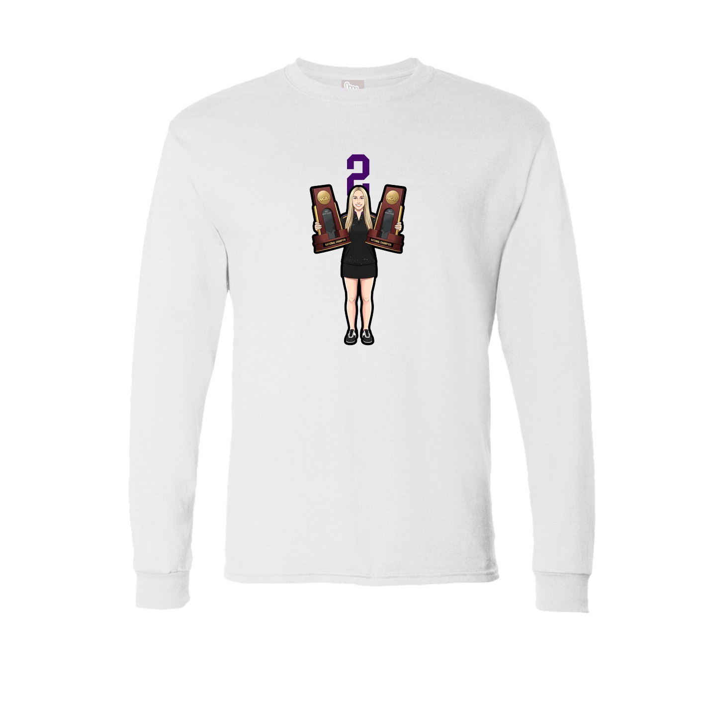 Long Sleeve Tee — Number Top in White