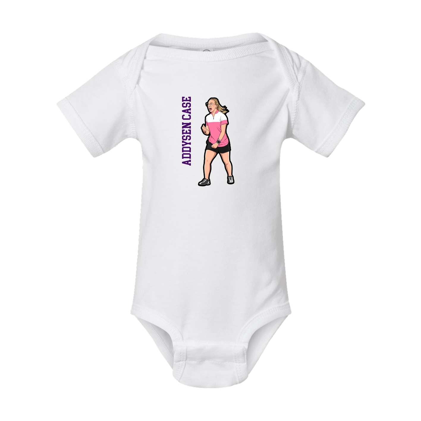 Baby Onesie — Name Vertical in White