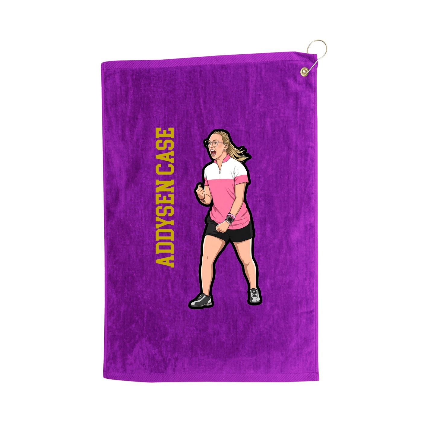 Golf Towel — Name Vertical in Purple