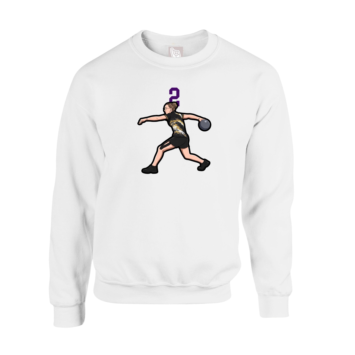 Fleece Crew — Number Top in White