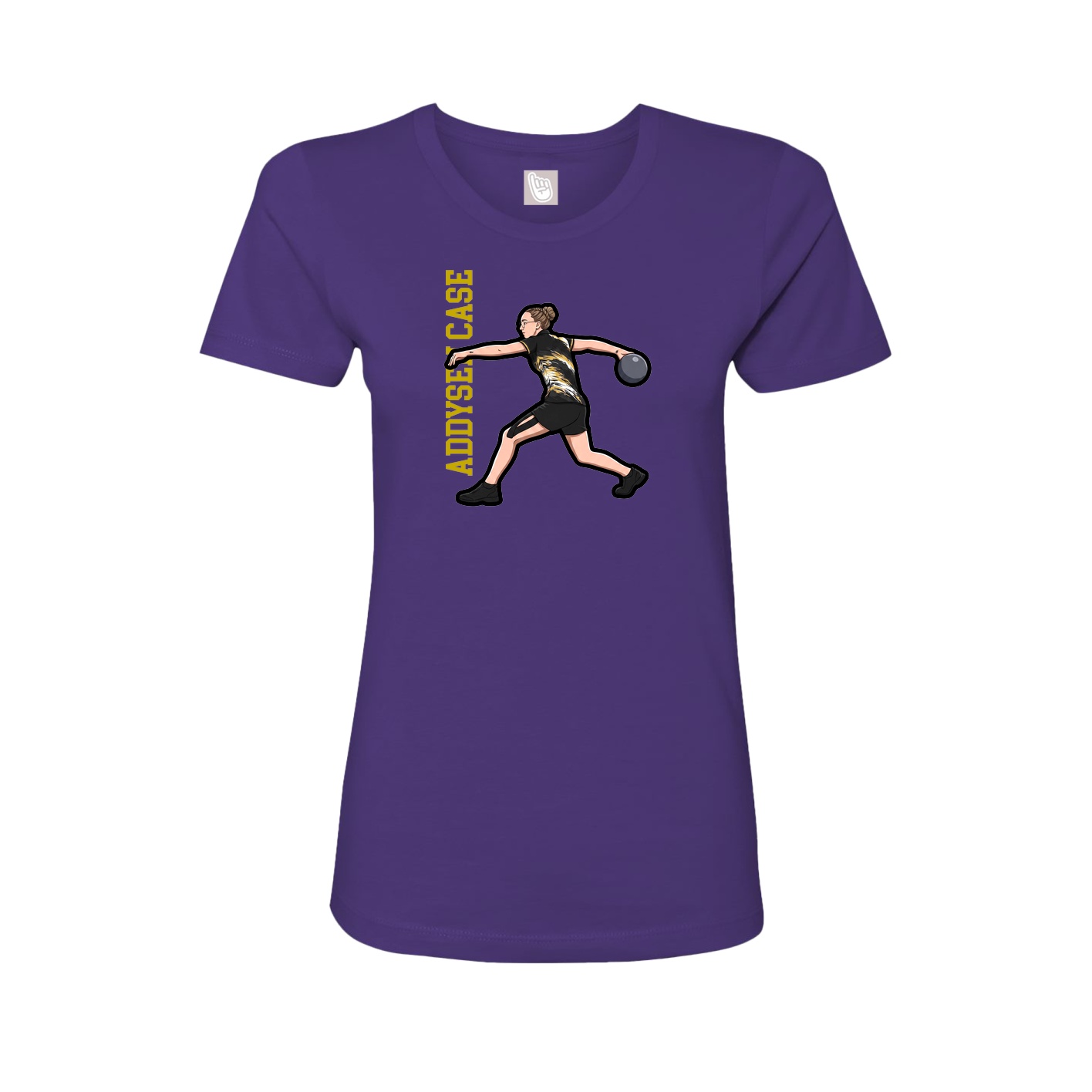 Womens Tee — Name Vertical in Purple
